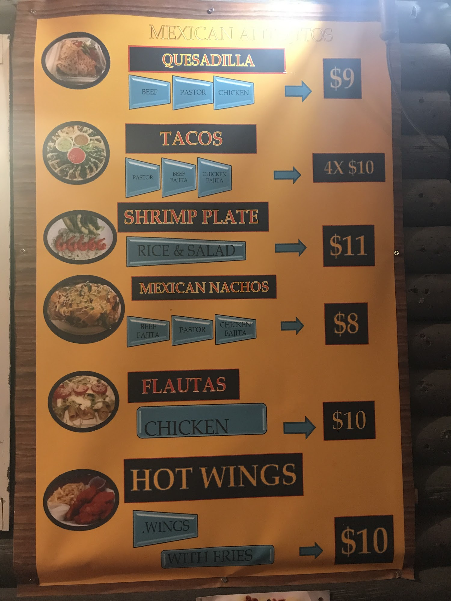 Mexican Antojitos Menu