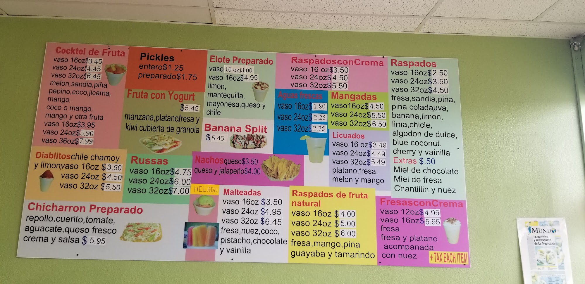 La Tropicana Menu