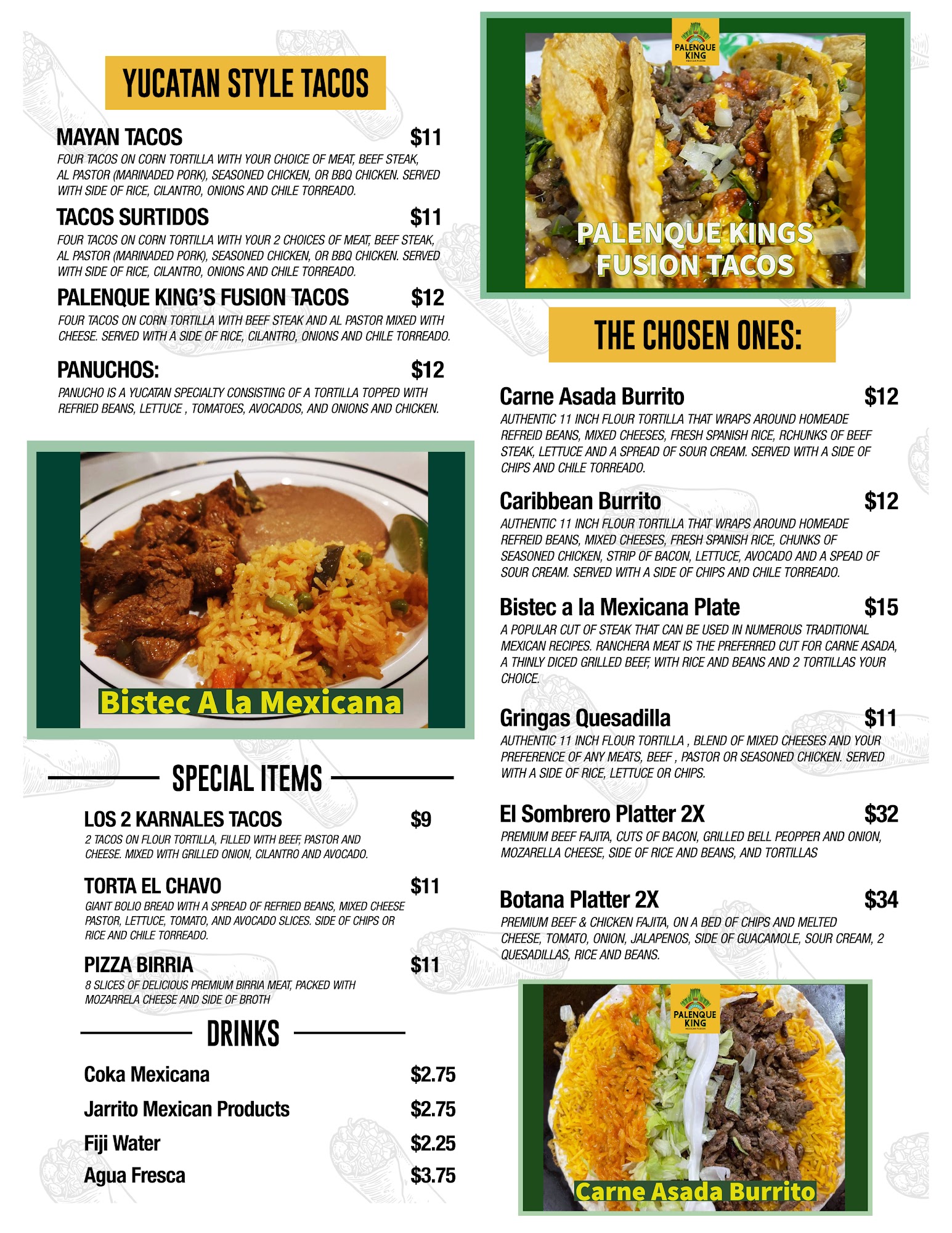 Palenque King Menu