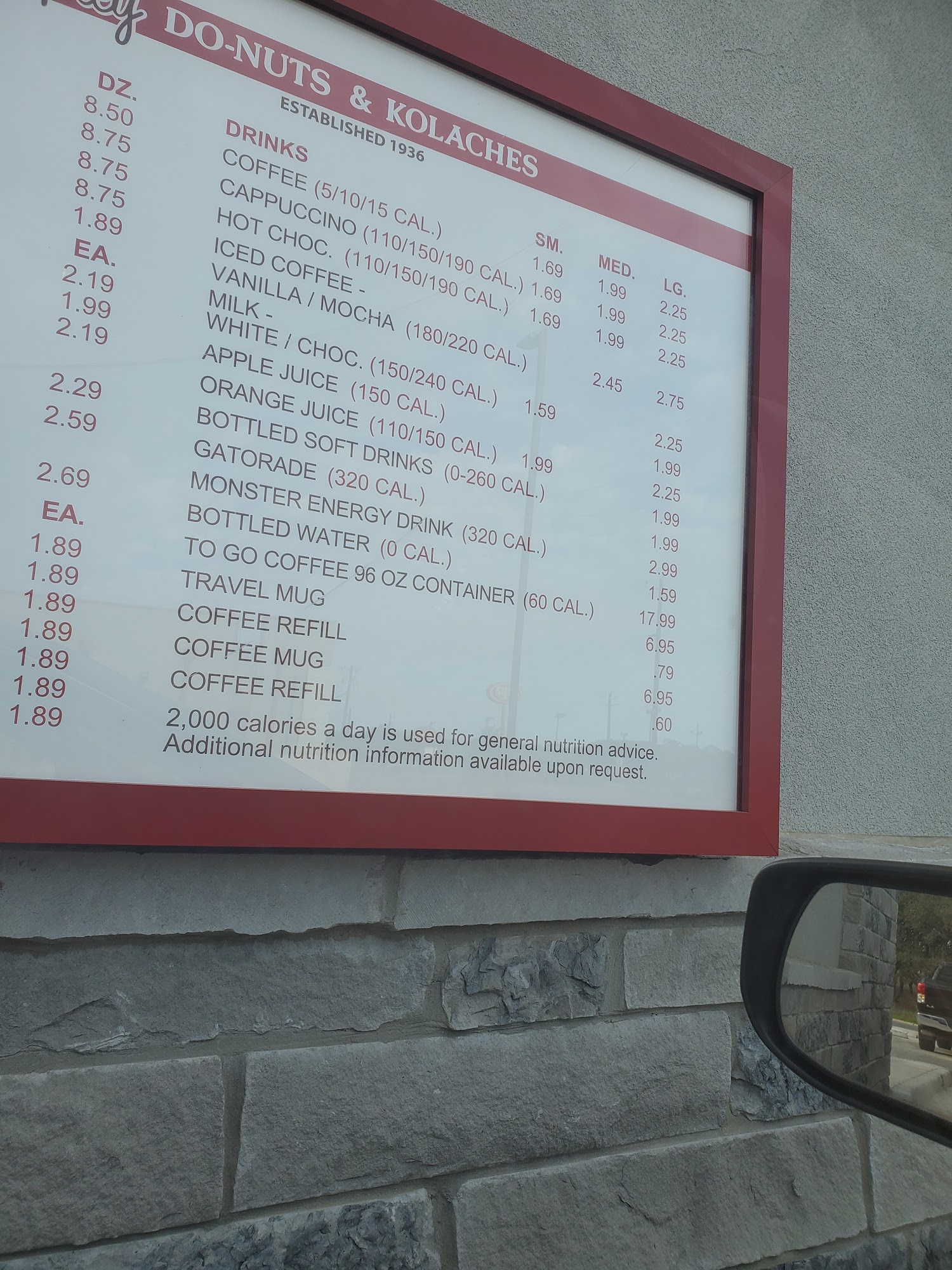 Shipley Do-Nuts Menu