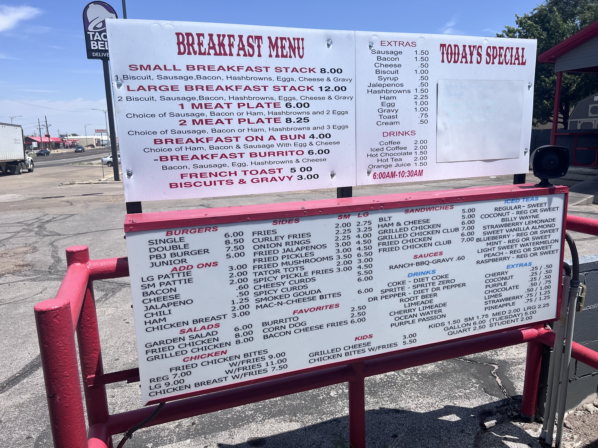 Hipshots Burgers and Tea Menu