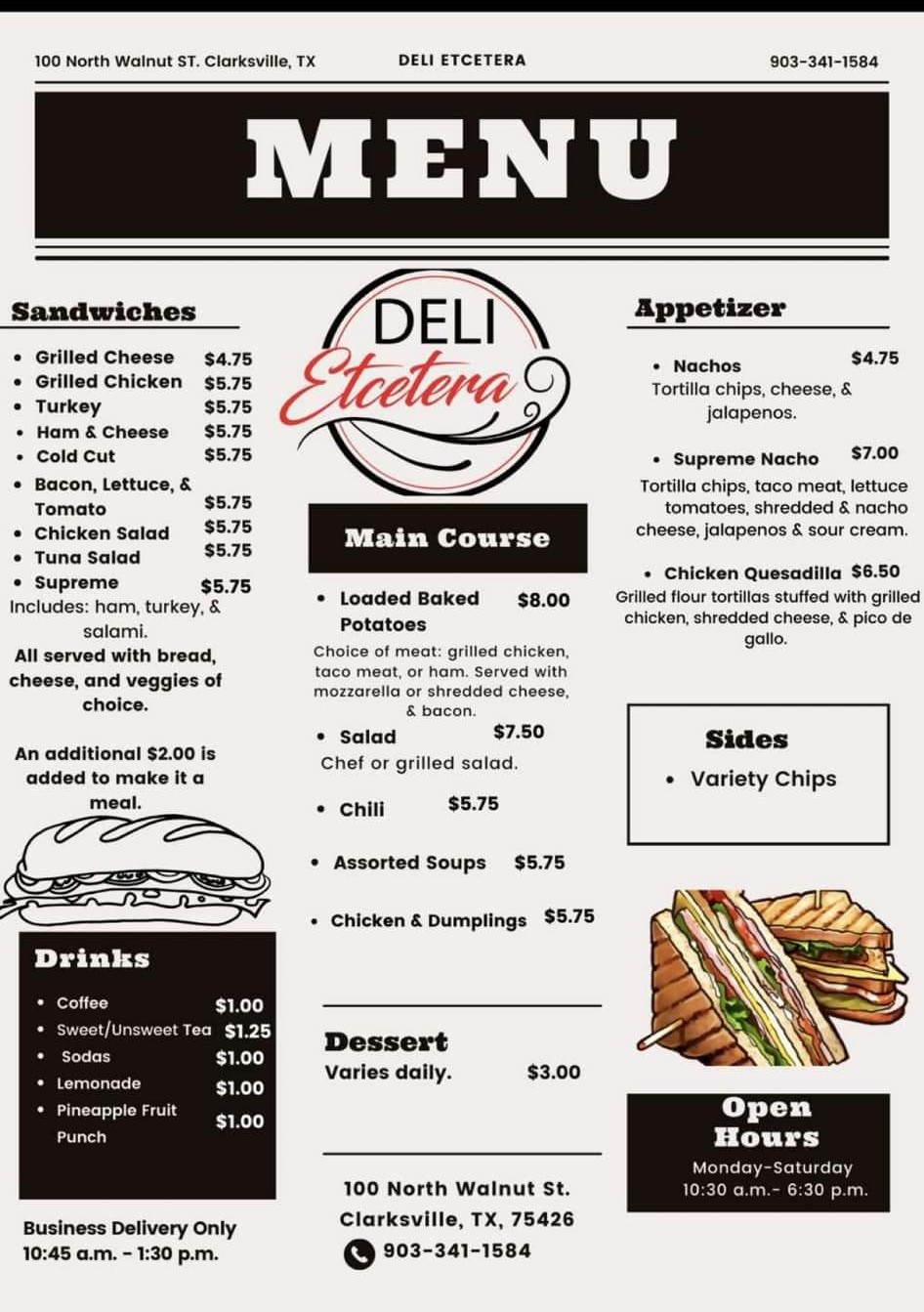 Deli Etcetera Menu