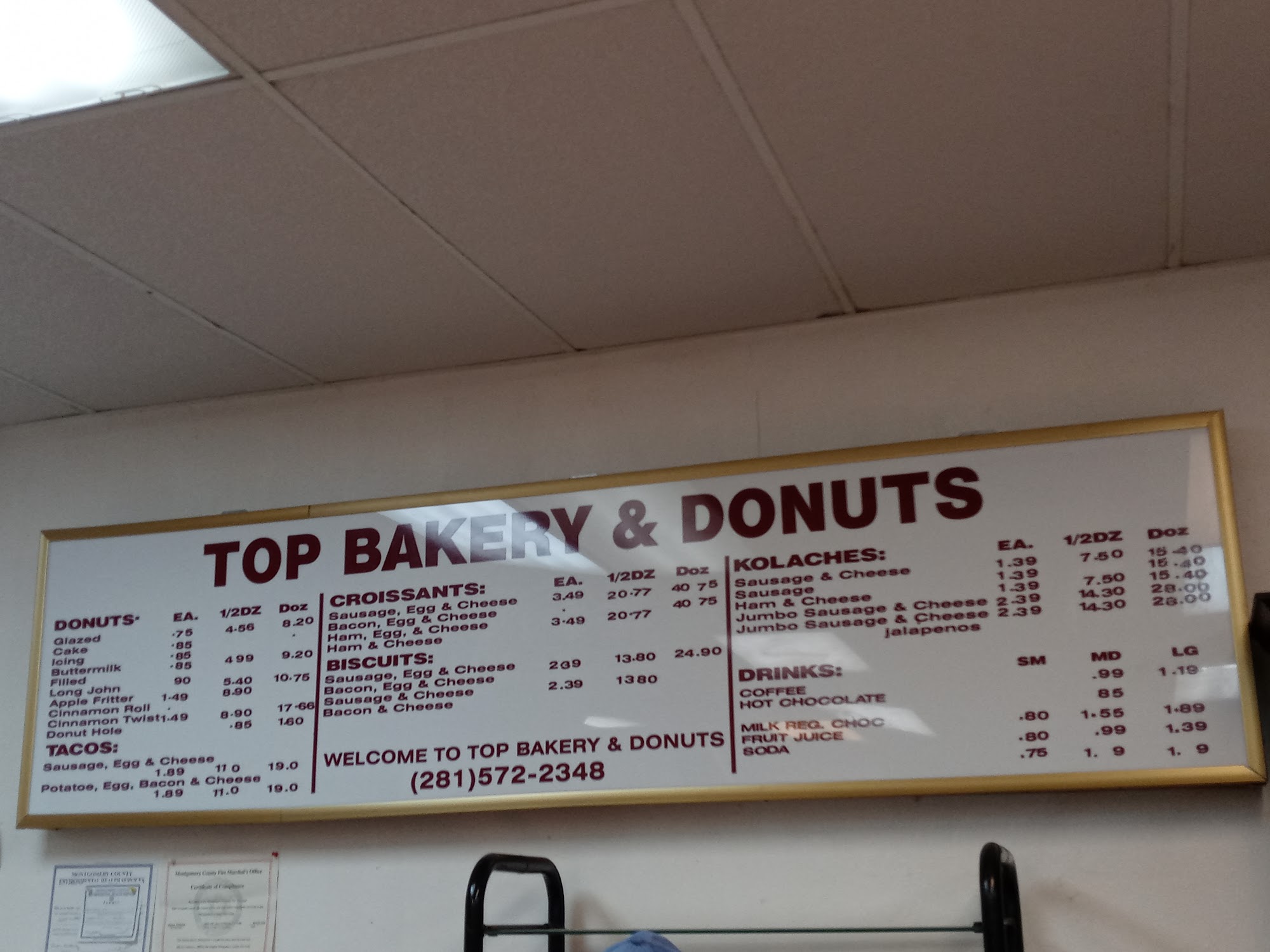 Top Bakery Donut Cafe Menu