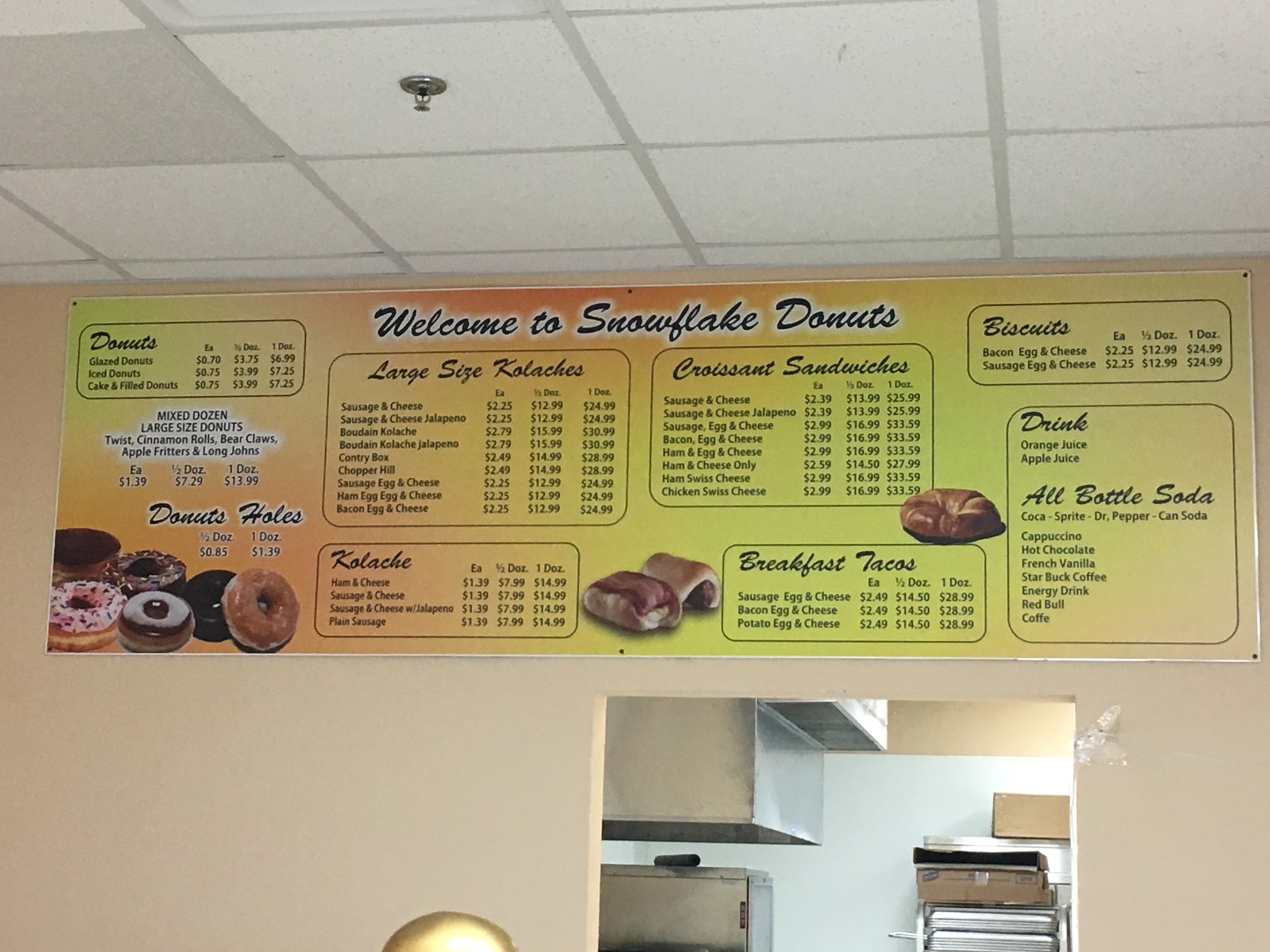 Snowflake Donut Menu