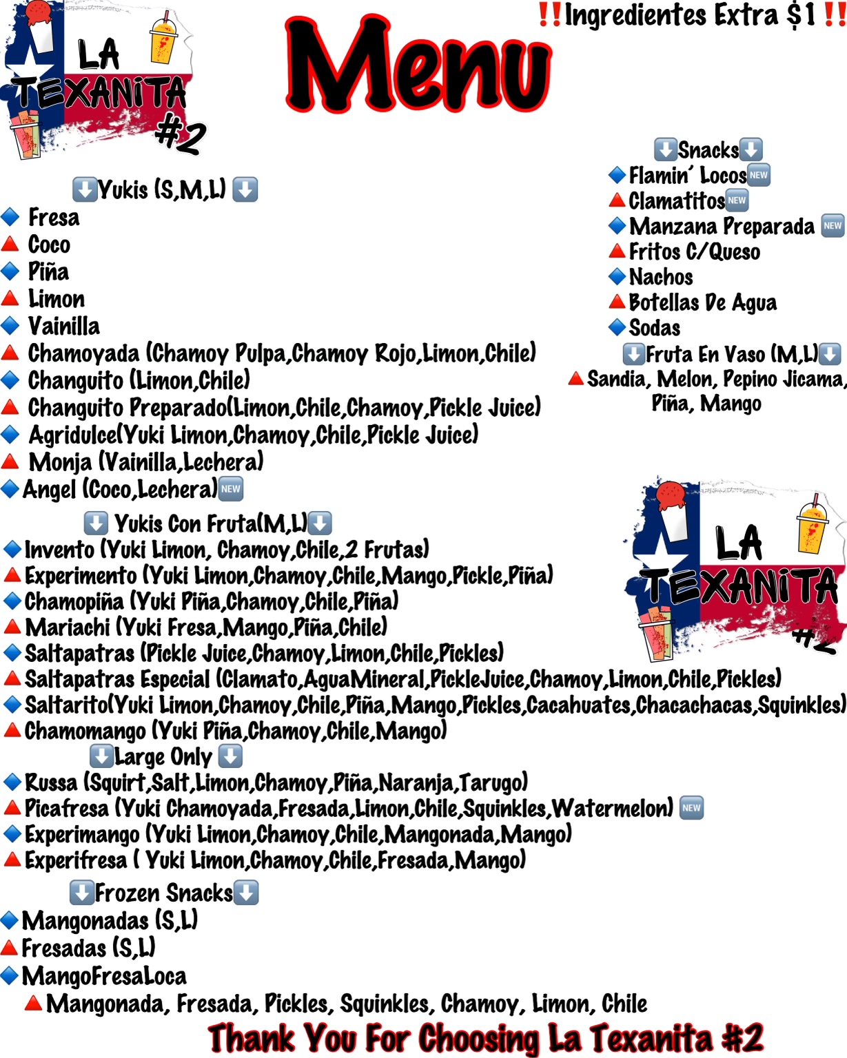 LA TEXANITA #2 Menu