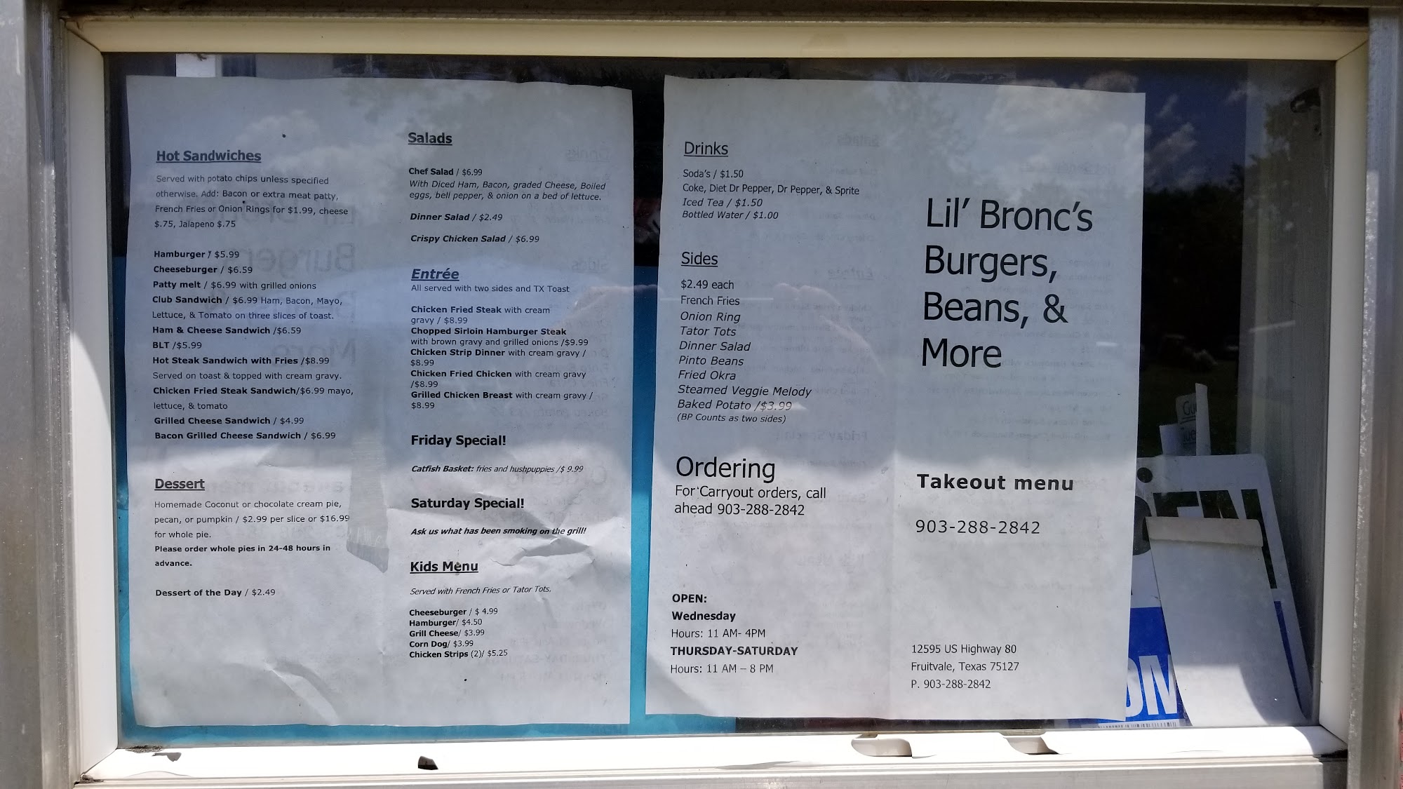 Lil' Bronc's Beans, & More Menu