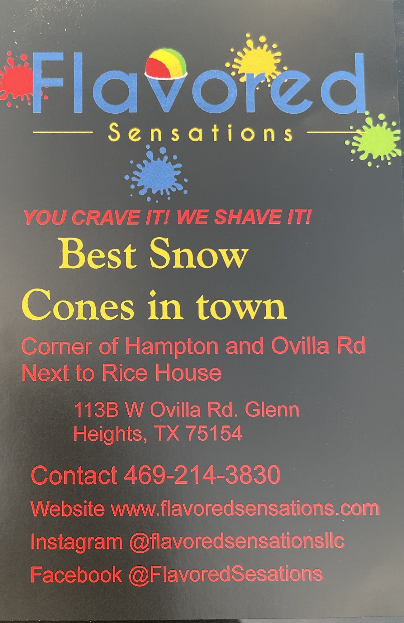 Flavored Sensations Menu