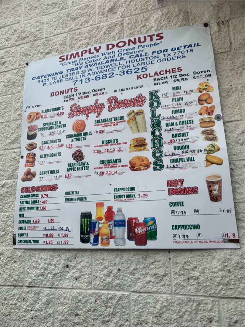 Simply Donuts Menu