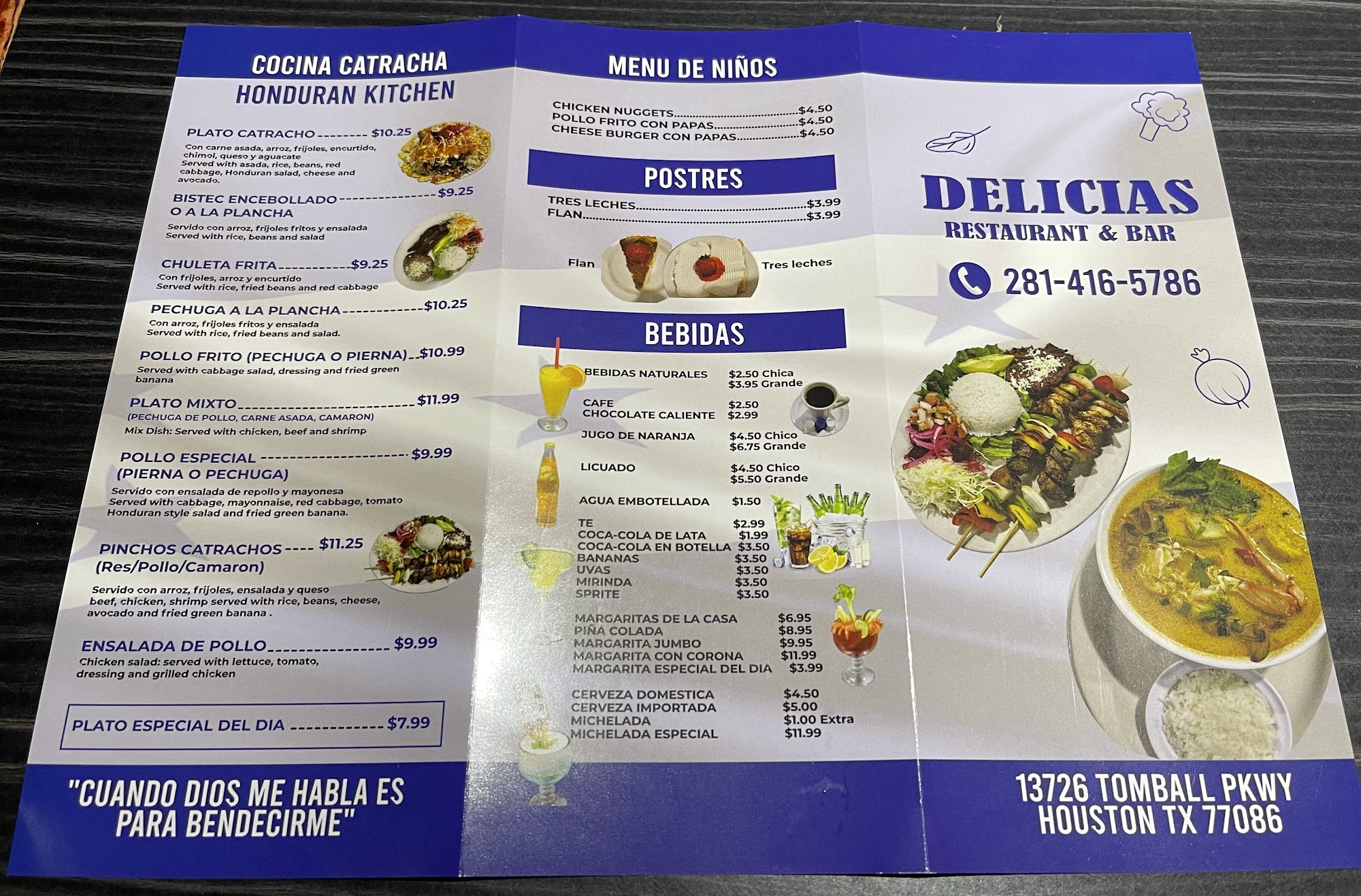 Delicias Restaurant & Bar Menu
