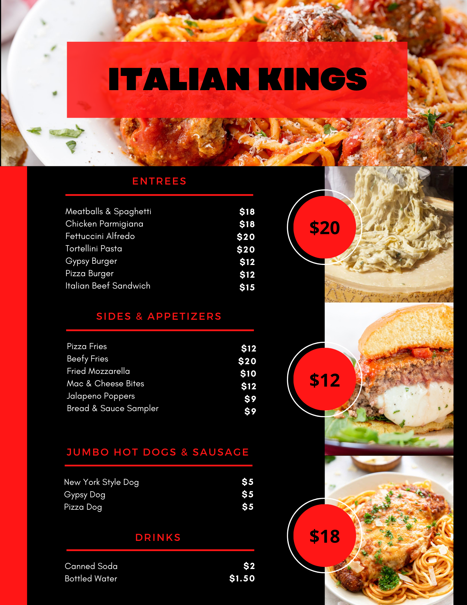 Italian Kings (Food Truck) Menu
