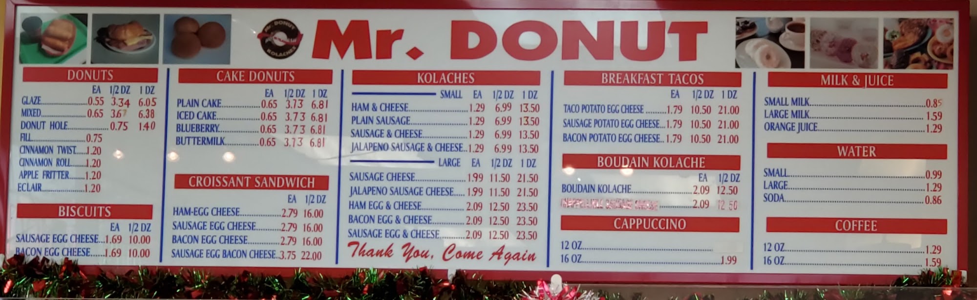 Mr. Donut Menu