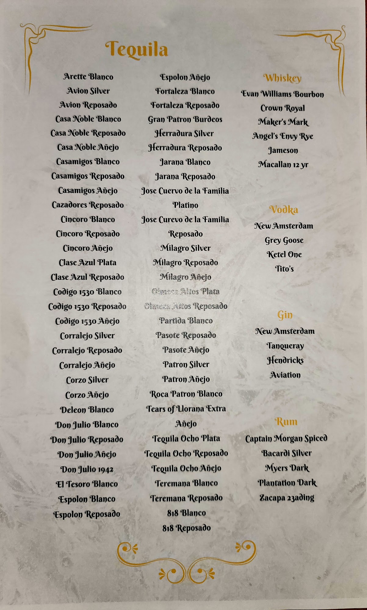 Maceo Restaurant & Tequila Bar Menu
