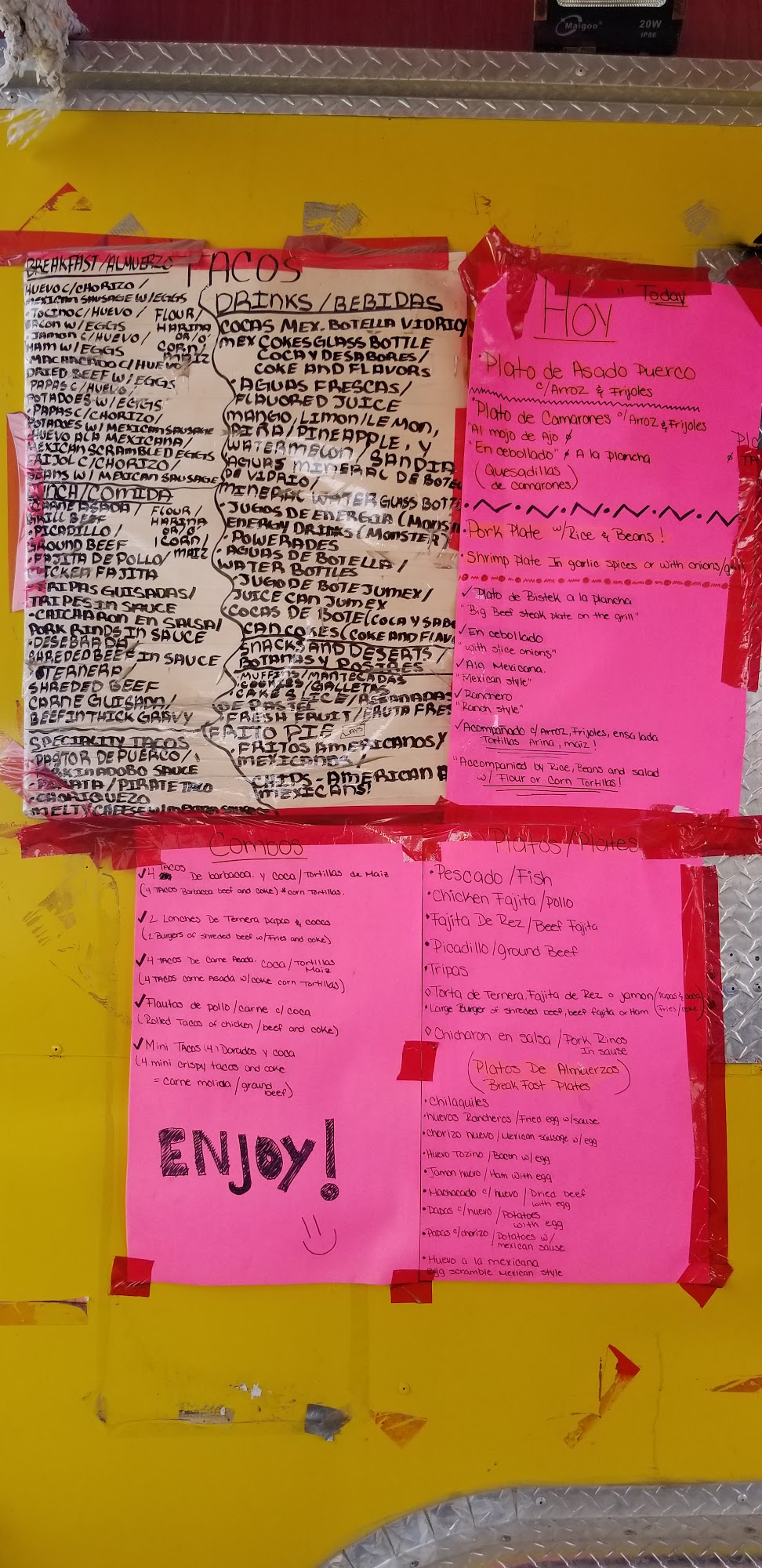 Anita’s Restaurant Menu