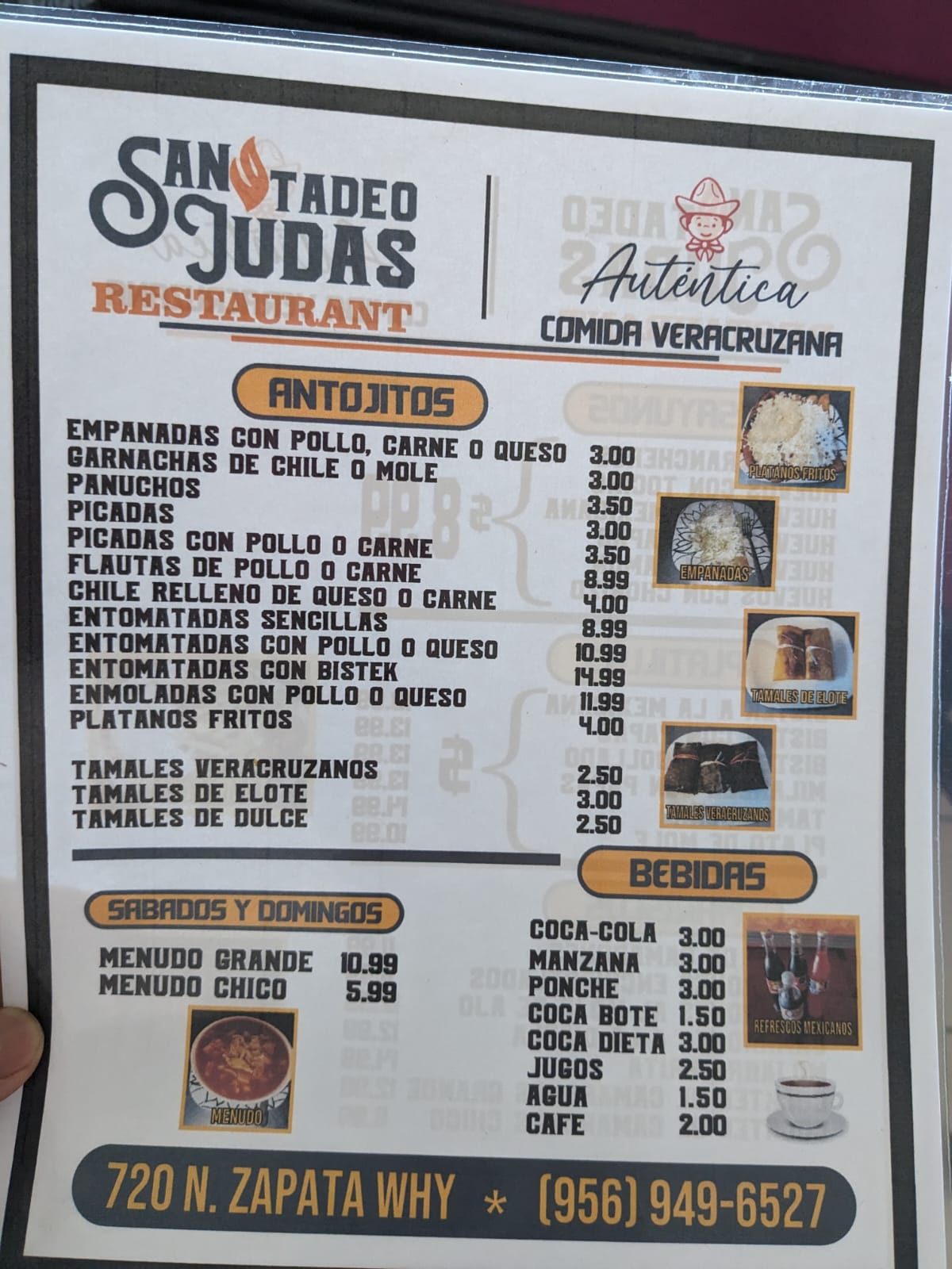 San Judas Tadeo Menu