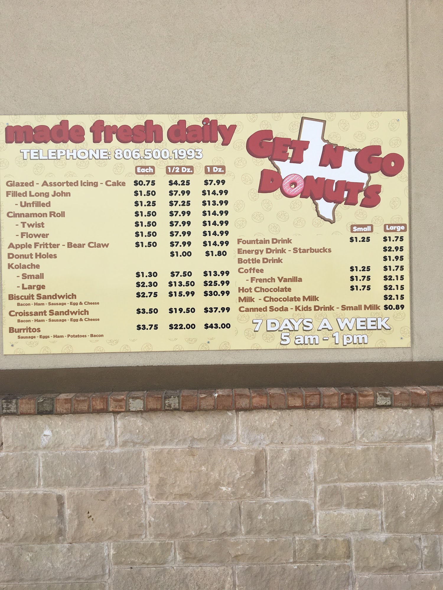 Get n go Donuts Menu