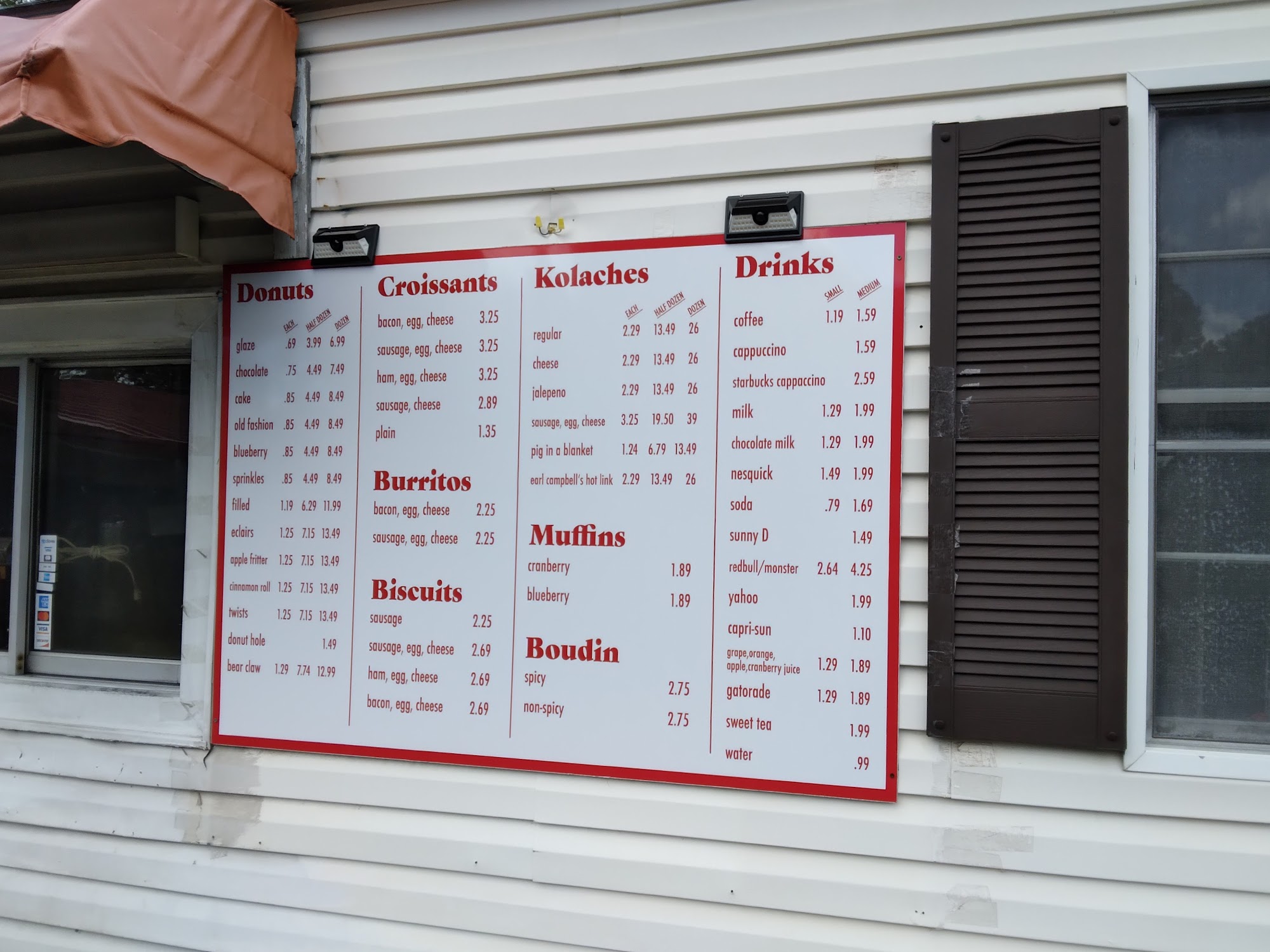 Adkisson Donut Shop Menu