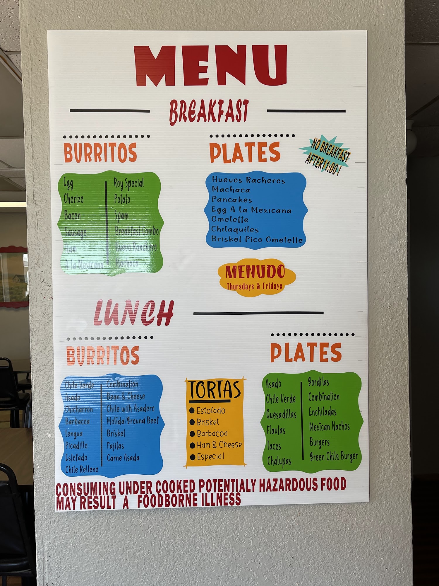 Gloria's Burritos Menu
