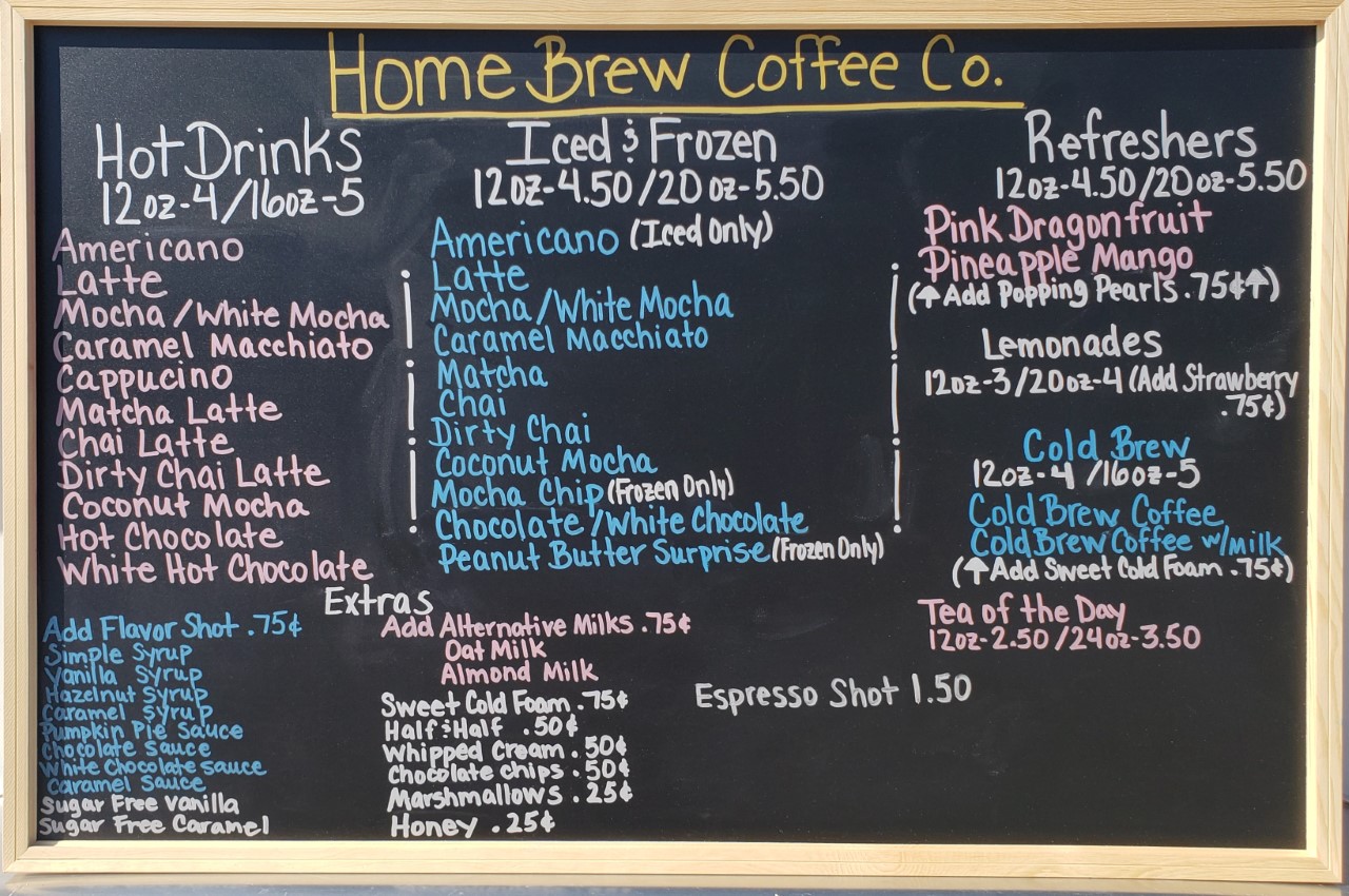 Home Brew Coffee Co. Menu