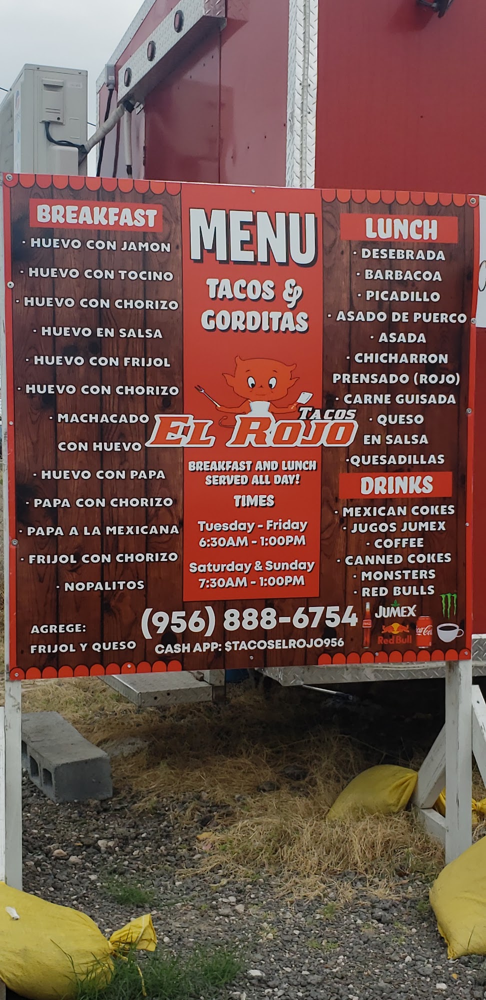 Tacos El Rojo Menu