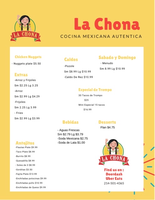 Taqueria La Chona Menu
