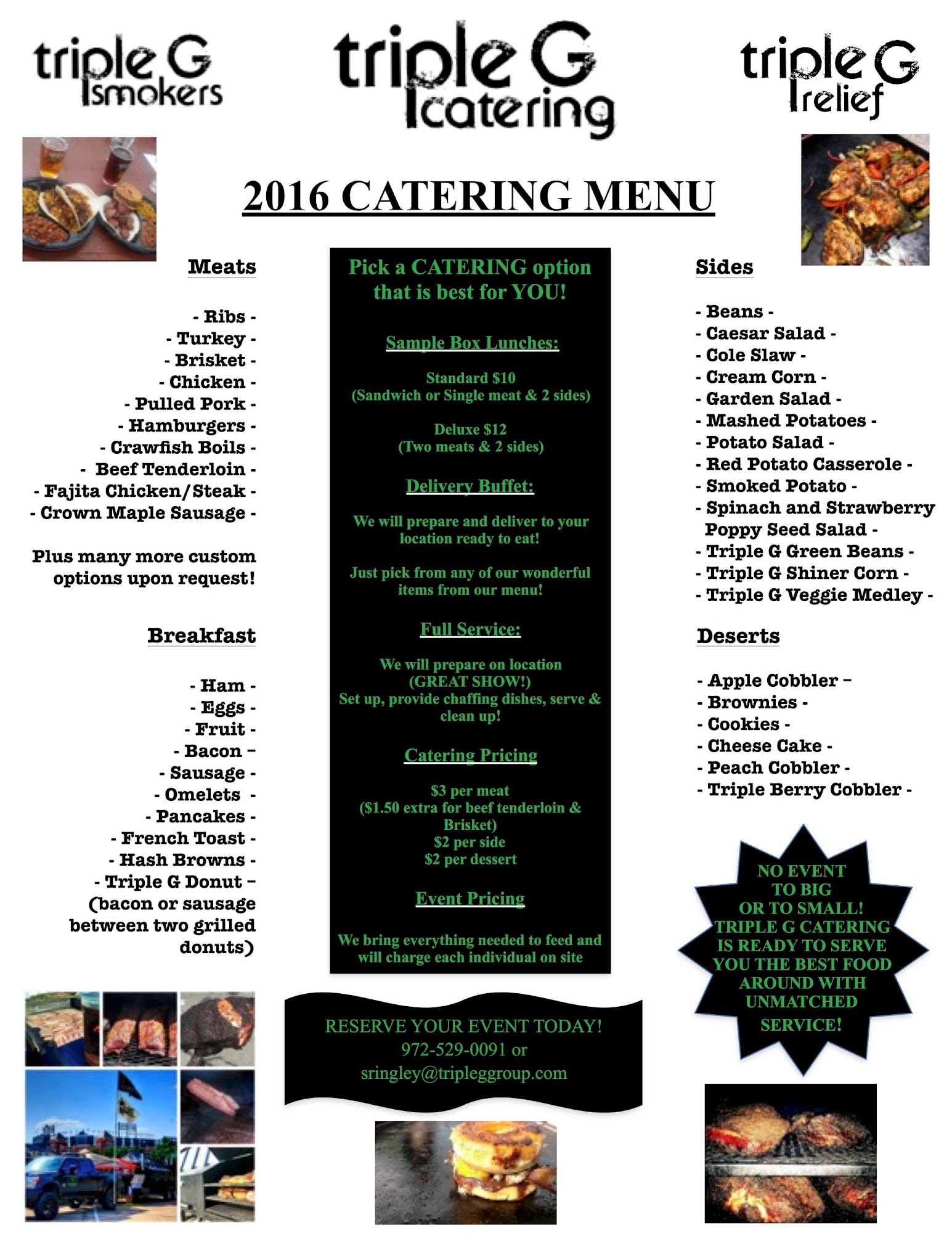 Triple G Catering Menu