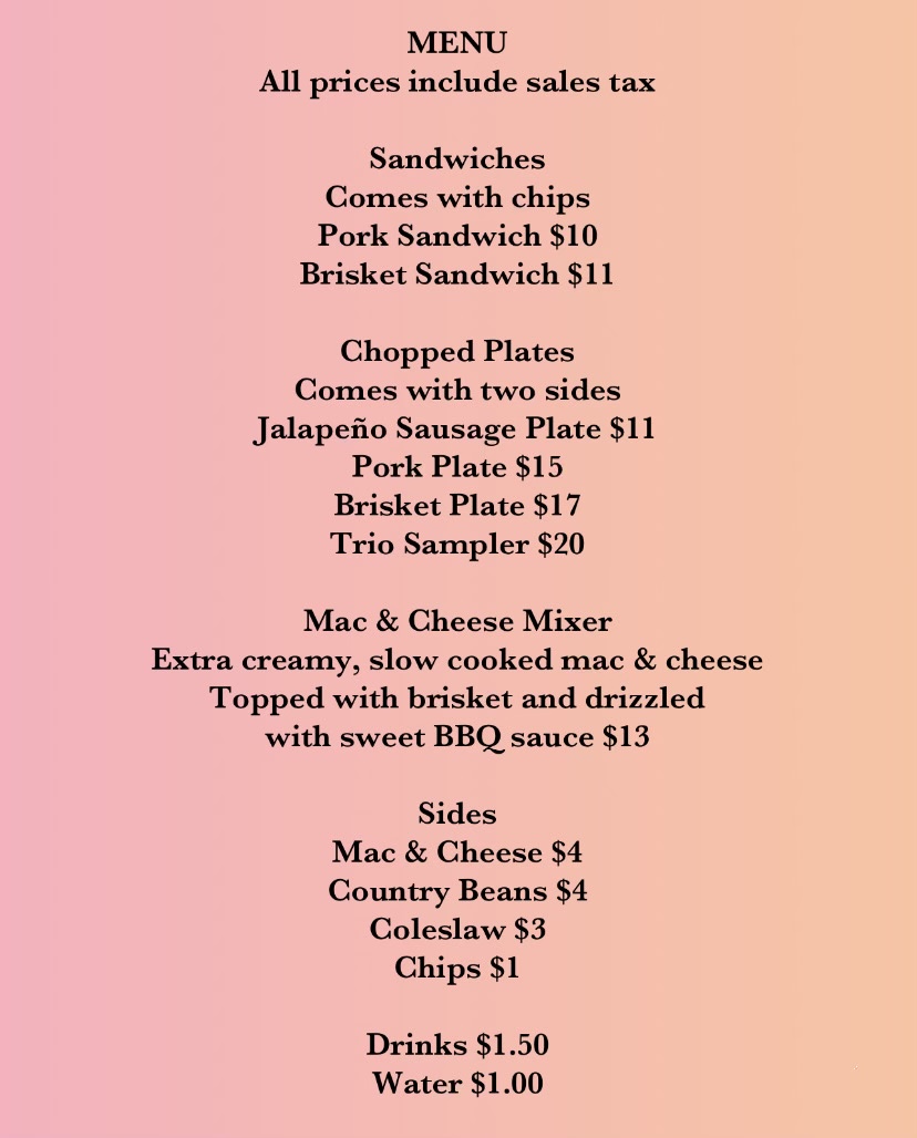 Smokin J's The Drunken Pig Menu