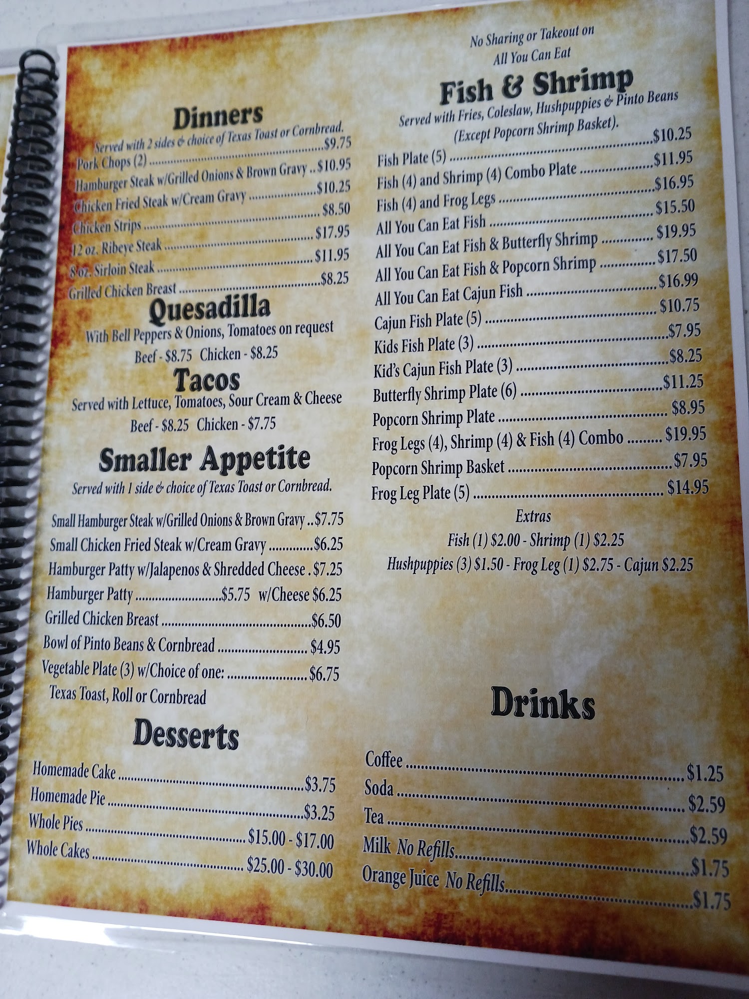 Barbara D's Cafe LLC Menu