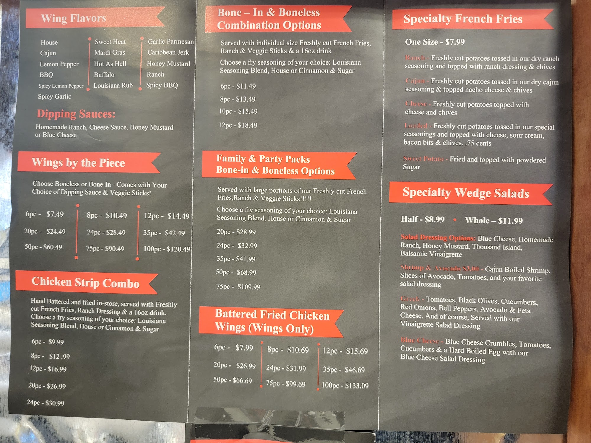 Wings Inc. Menu