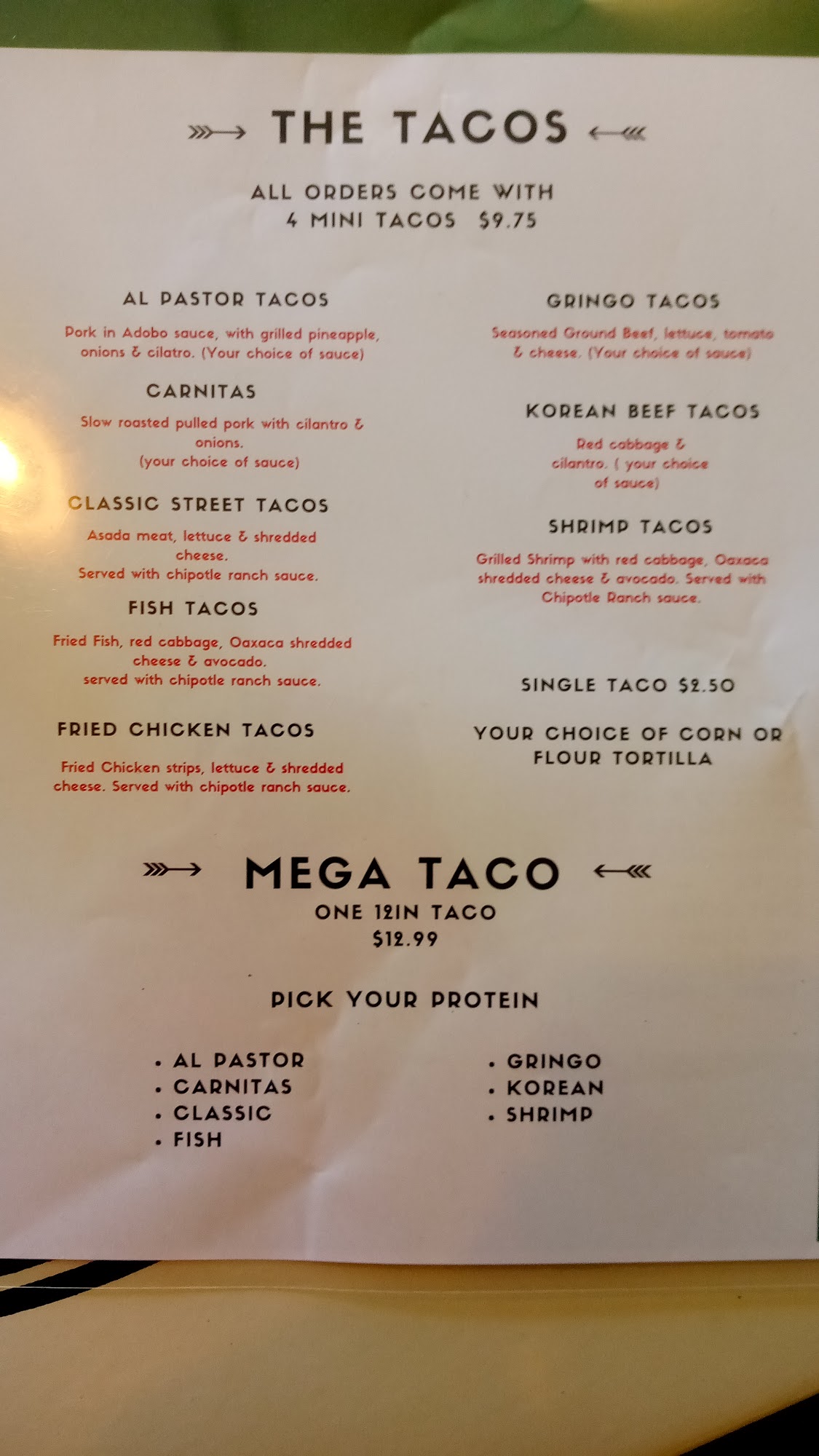 El Chico Pelon Menu