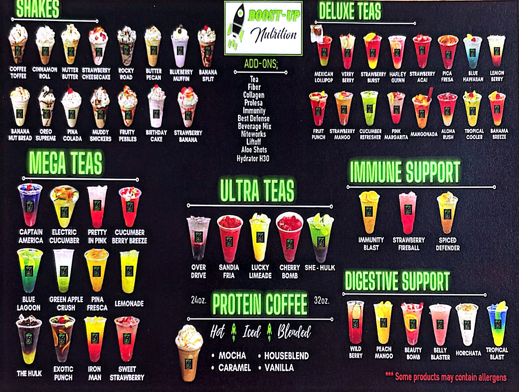 Boost Up Nutrition Menu