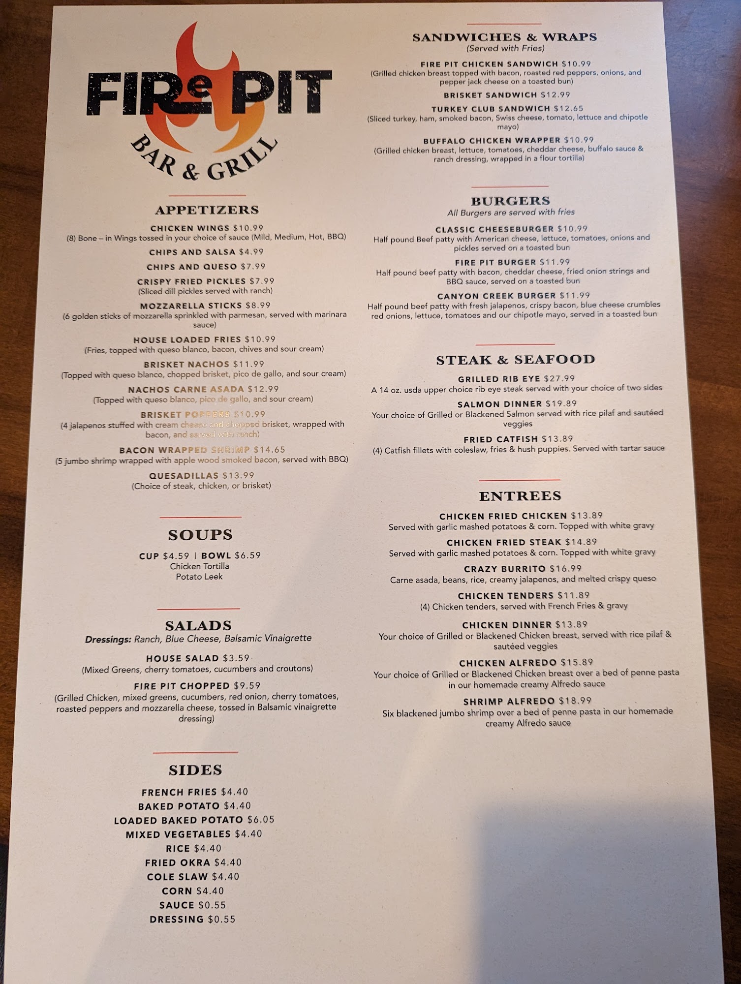 Fire Pit Bar and Grill, Weatherford Menu, Reviews (55), Photos