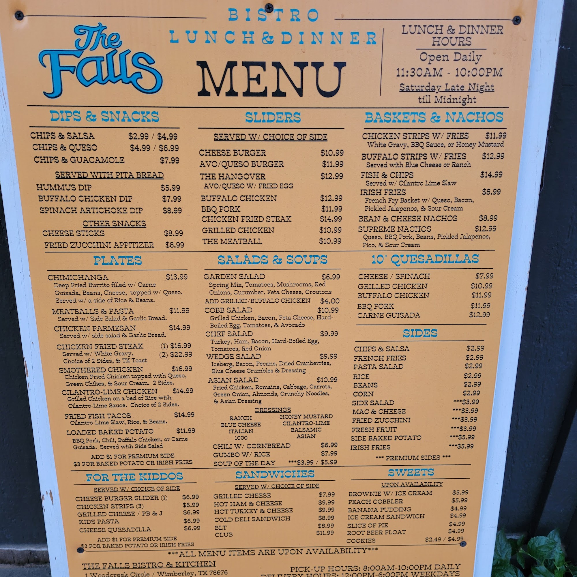 Dark Skies Tavern & Kitchen Menu