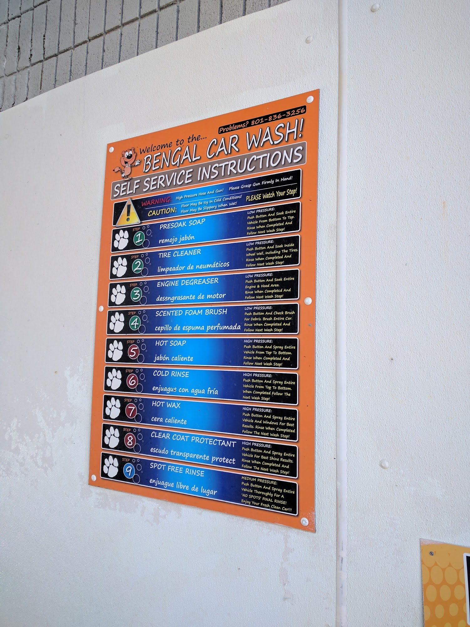Bengal Car Wash Menu