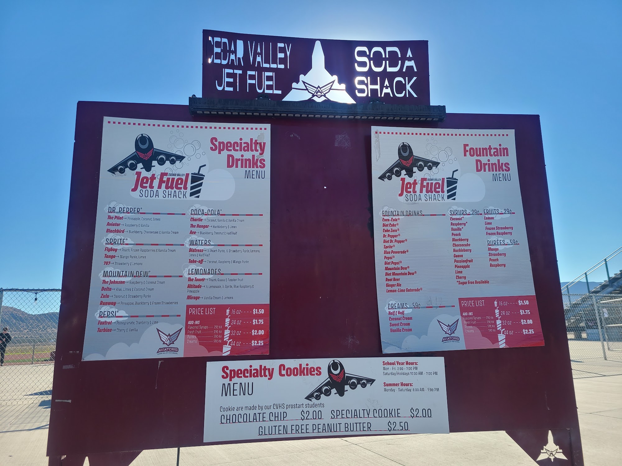 JET FUEL Soda Shack Menu