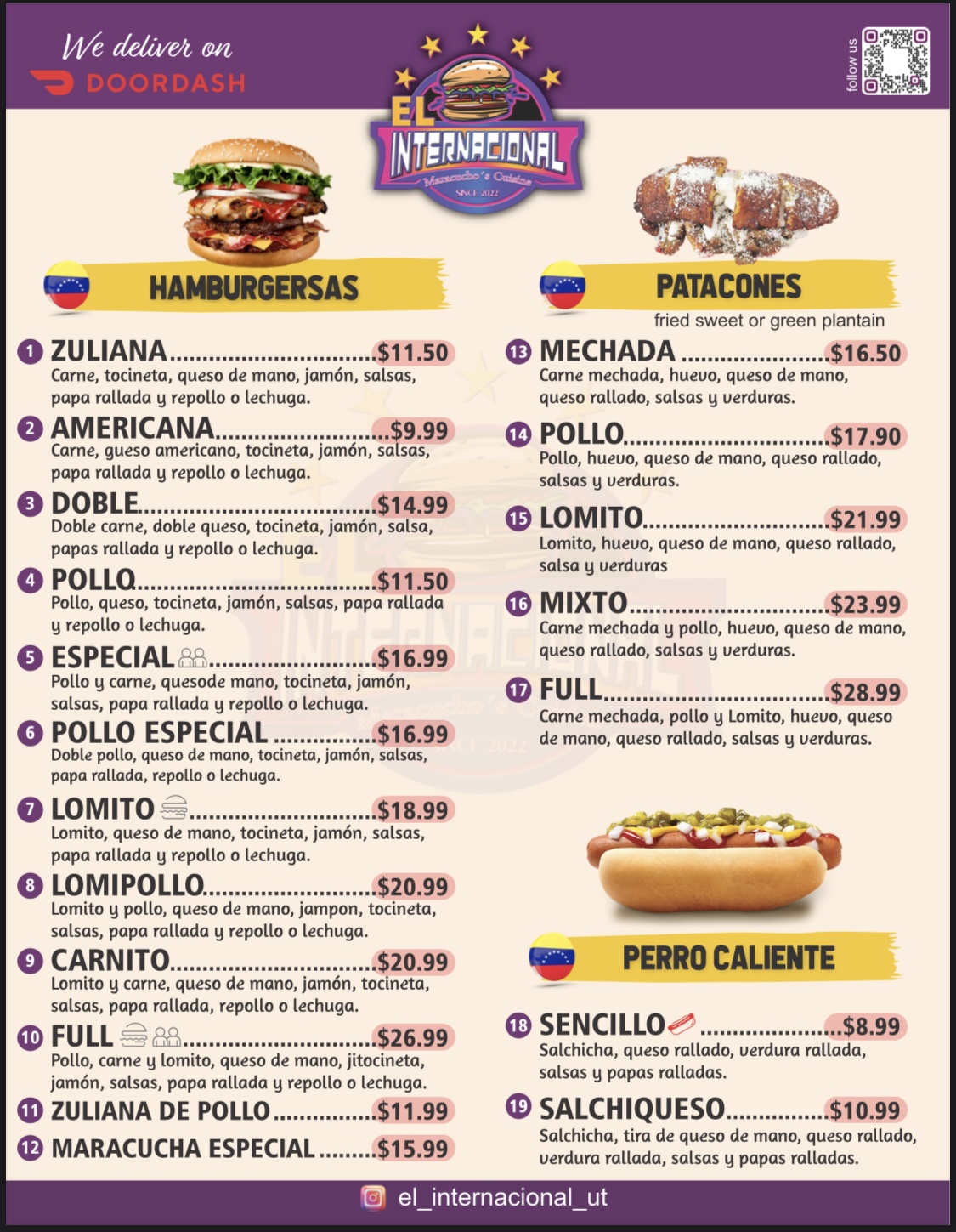 El Internacional Ut Menu