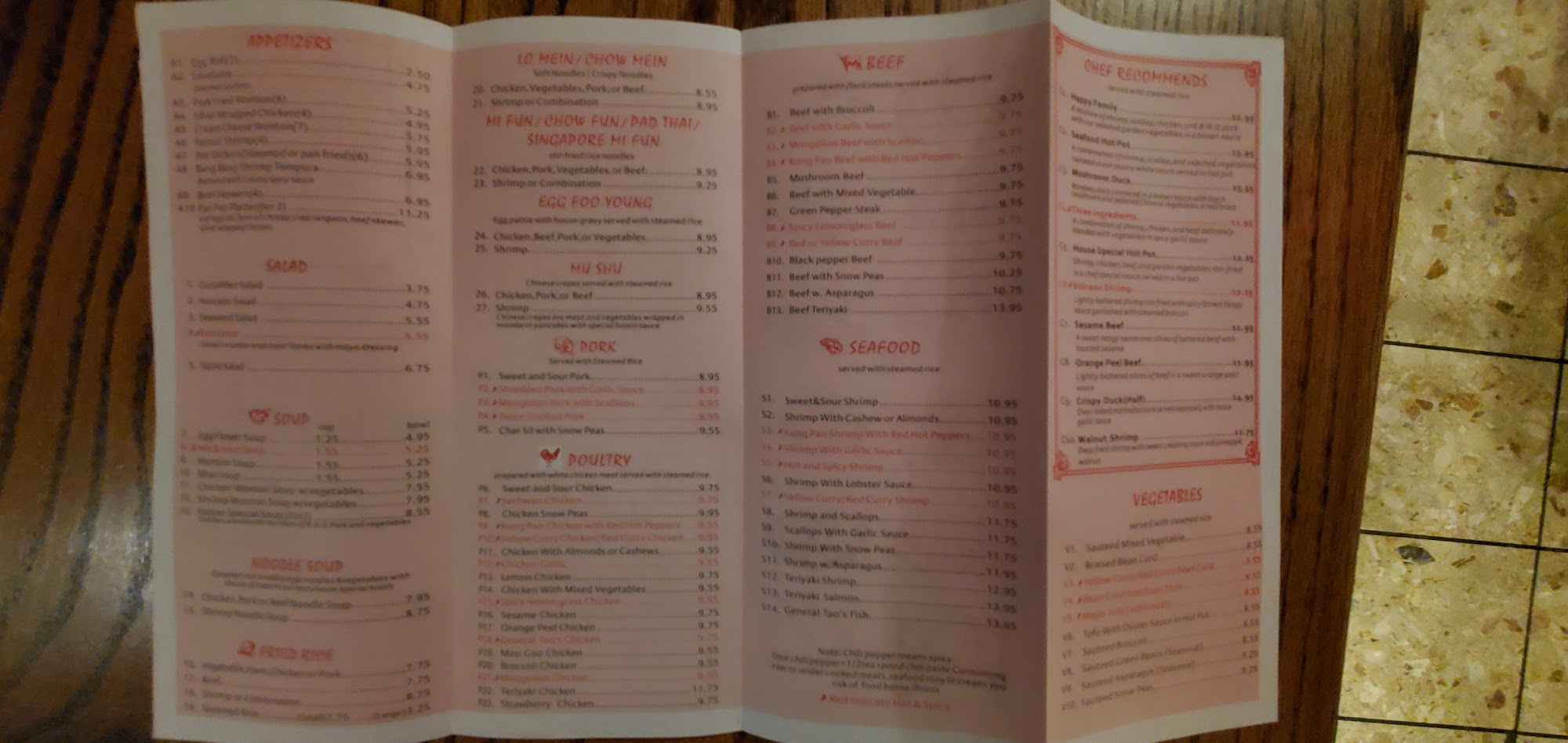 China Star Chinese restaurant Menu