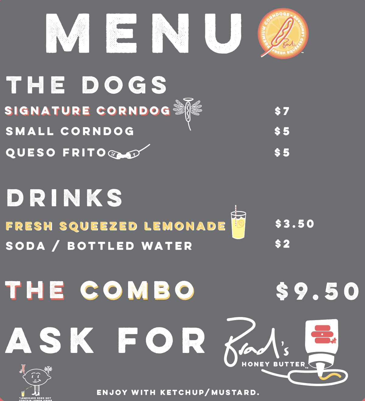 Brad's Corndogs Menu