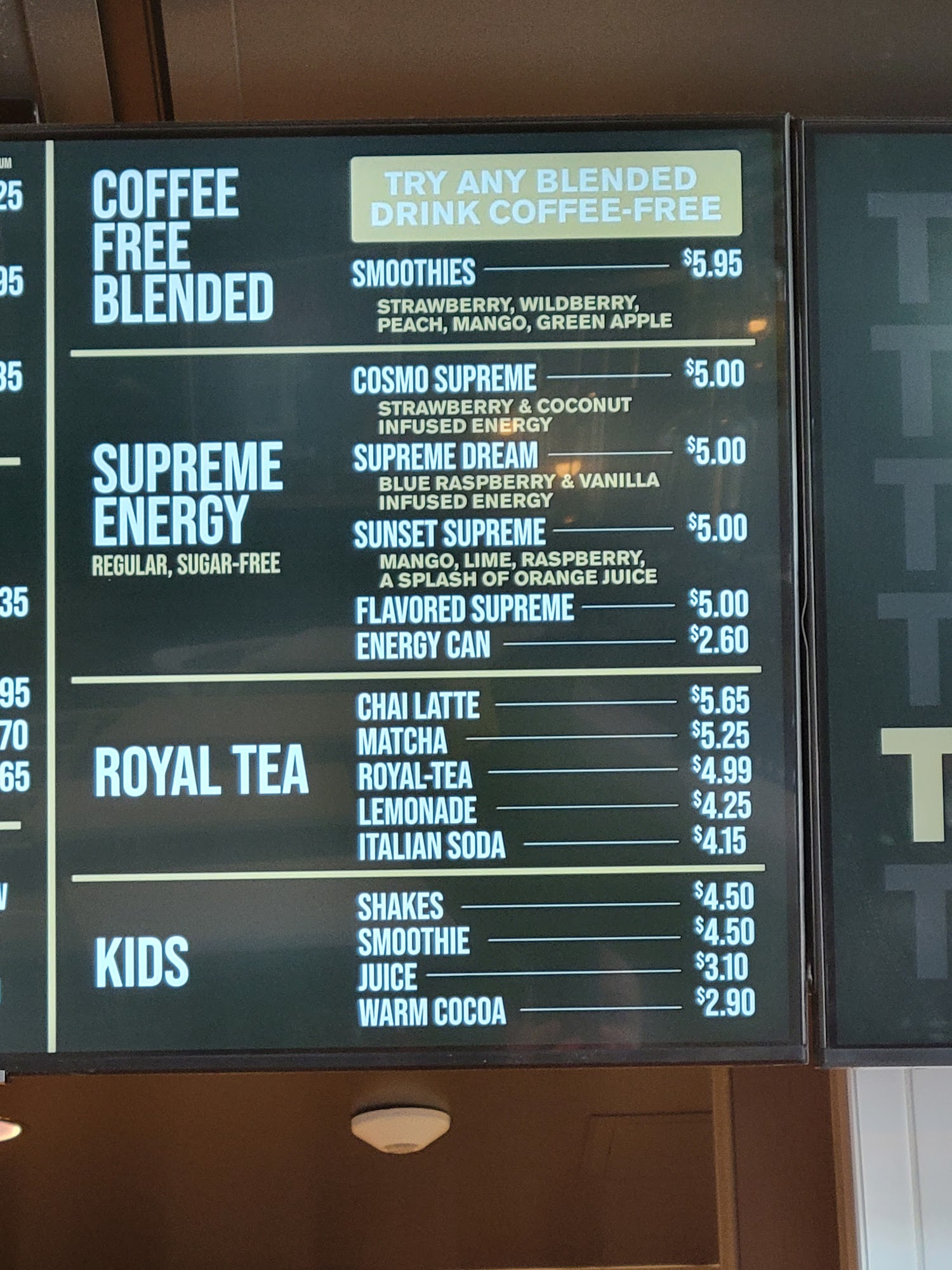 Royal Coffee Roasting Menu
