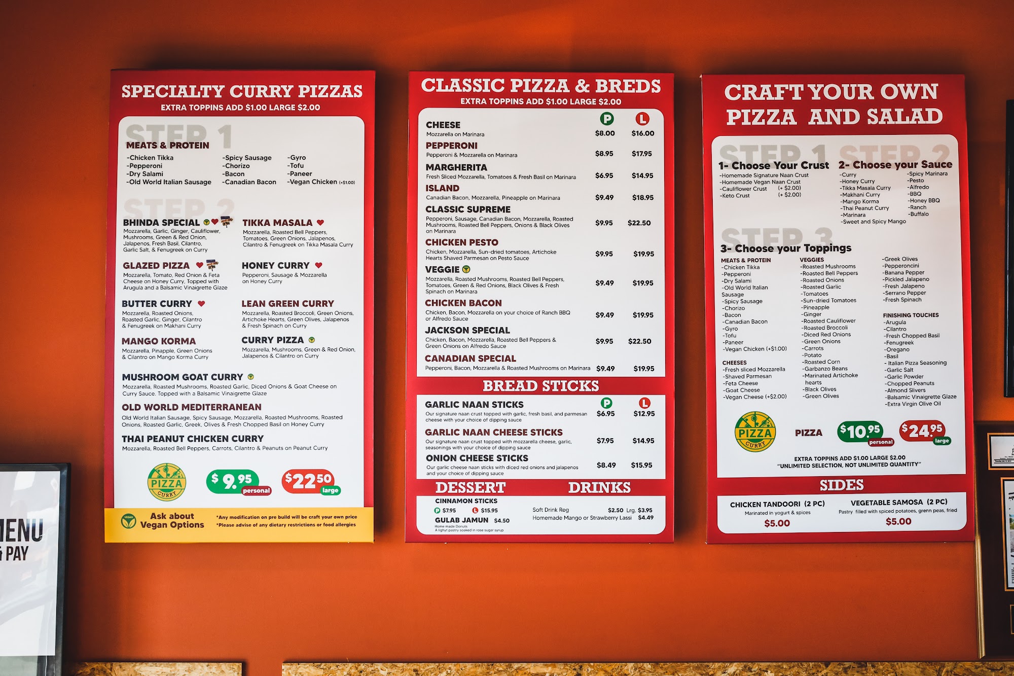 Curry Pizza Menu