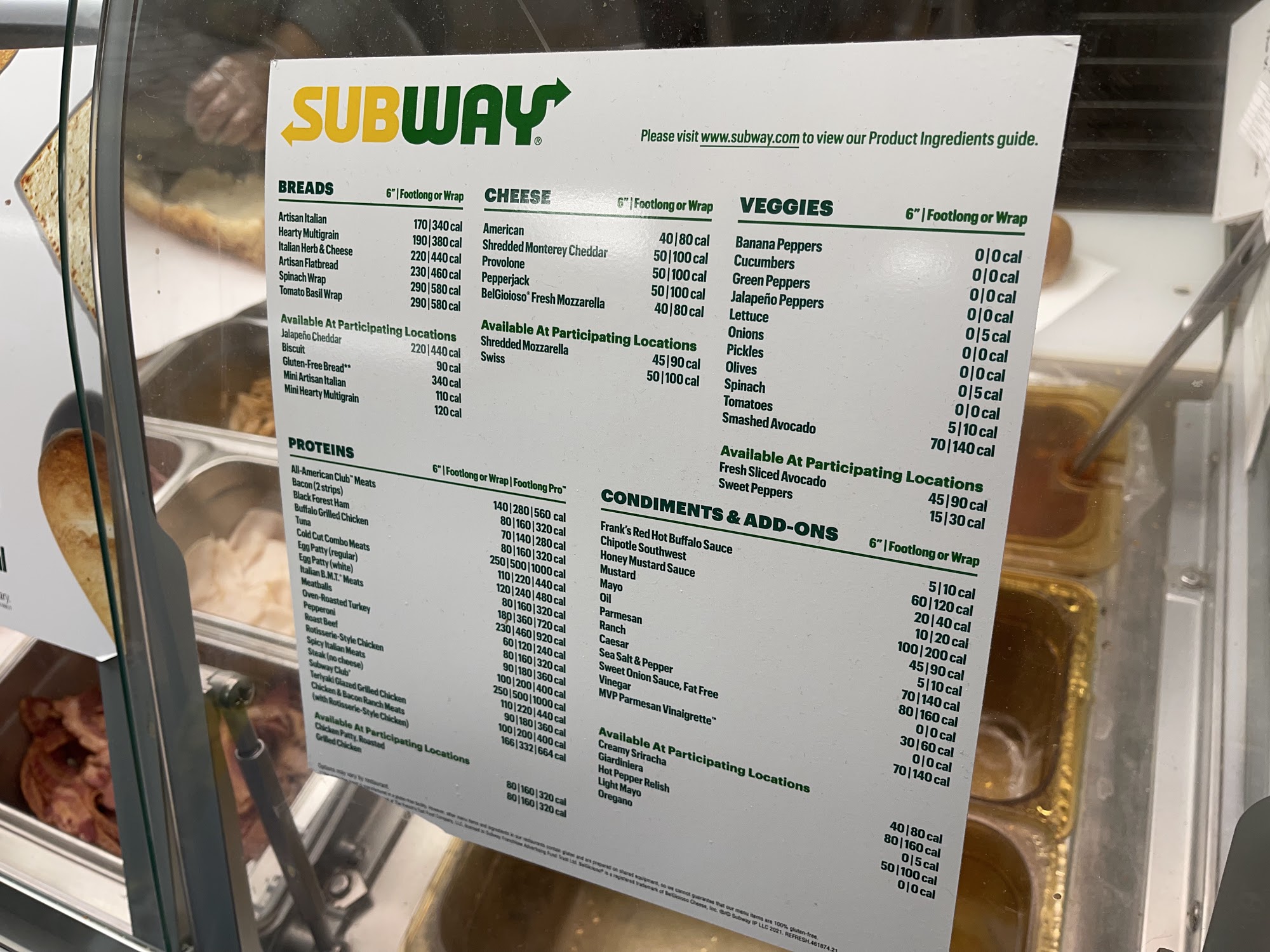 Subway Menu