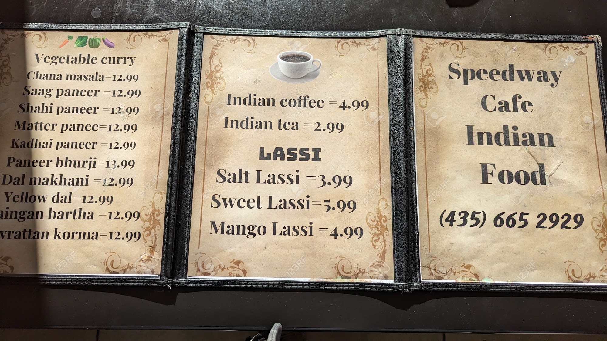 Indian restaurant Menu