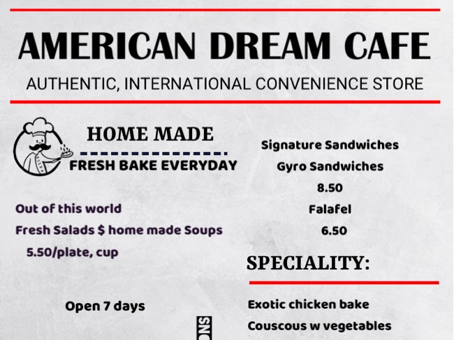 American Dream Cafe Inc Menu