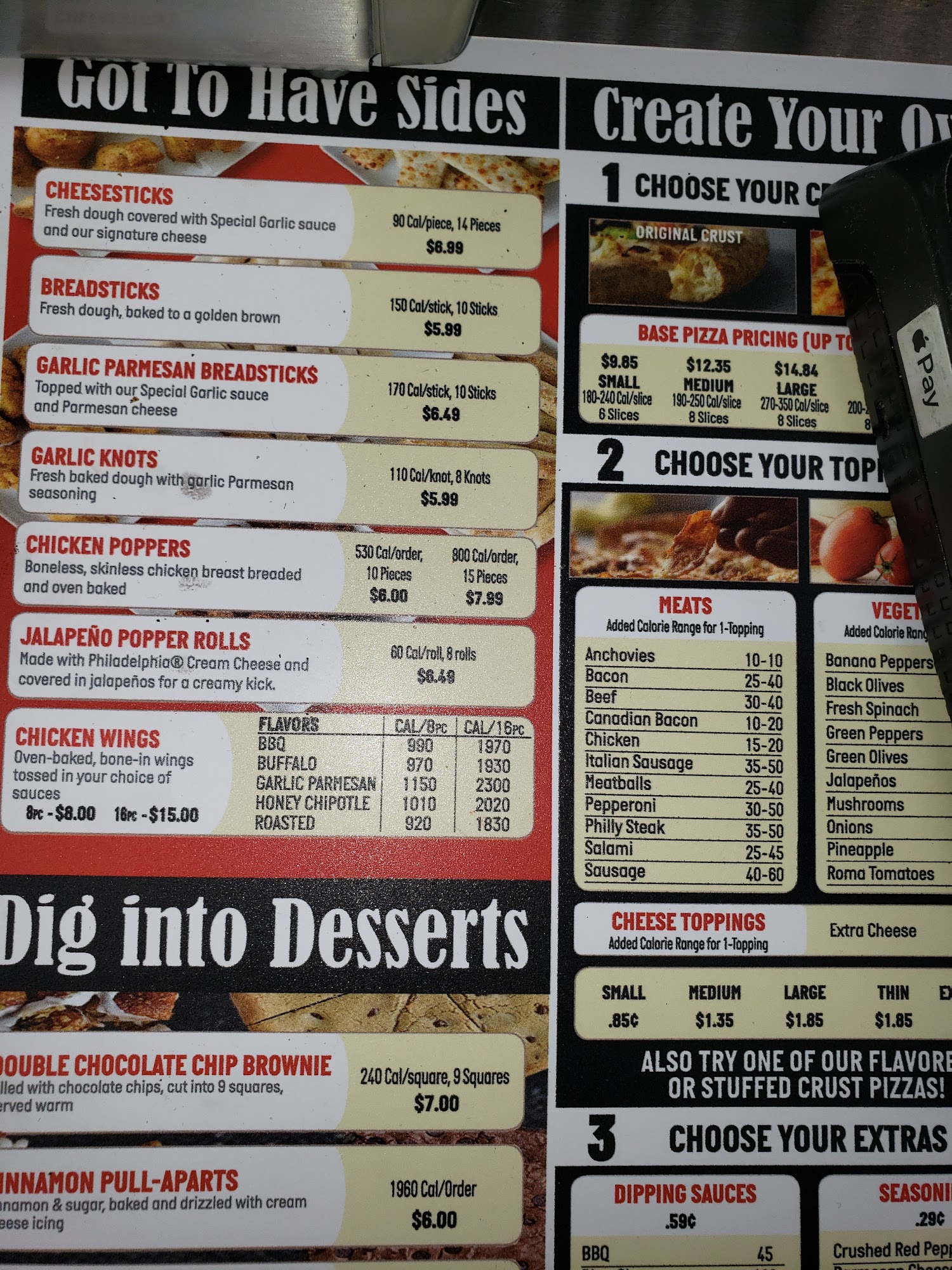 Papa Johns Pizza Menu