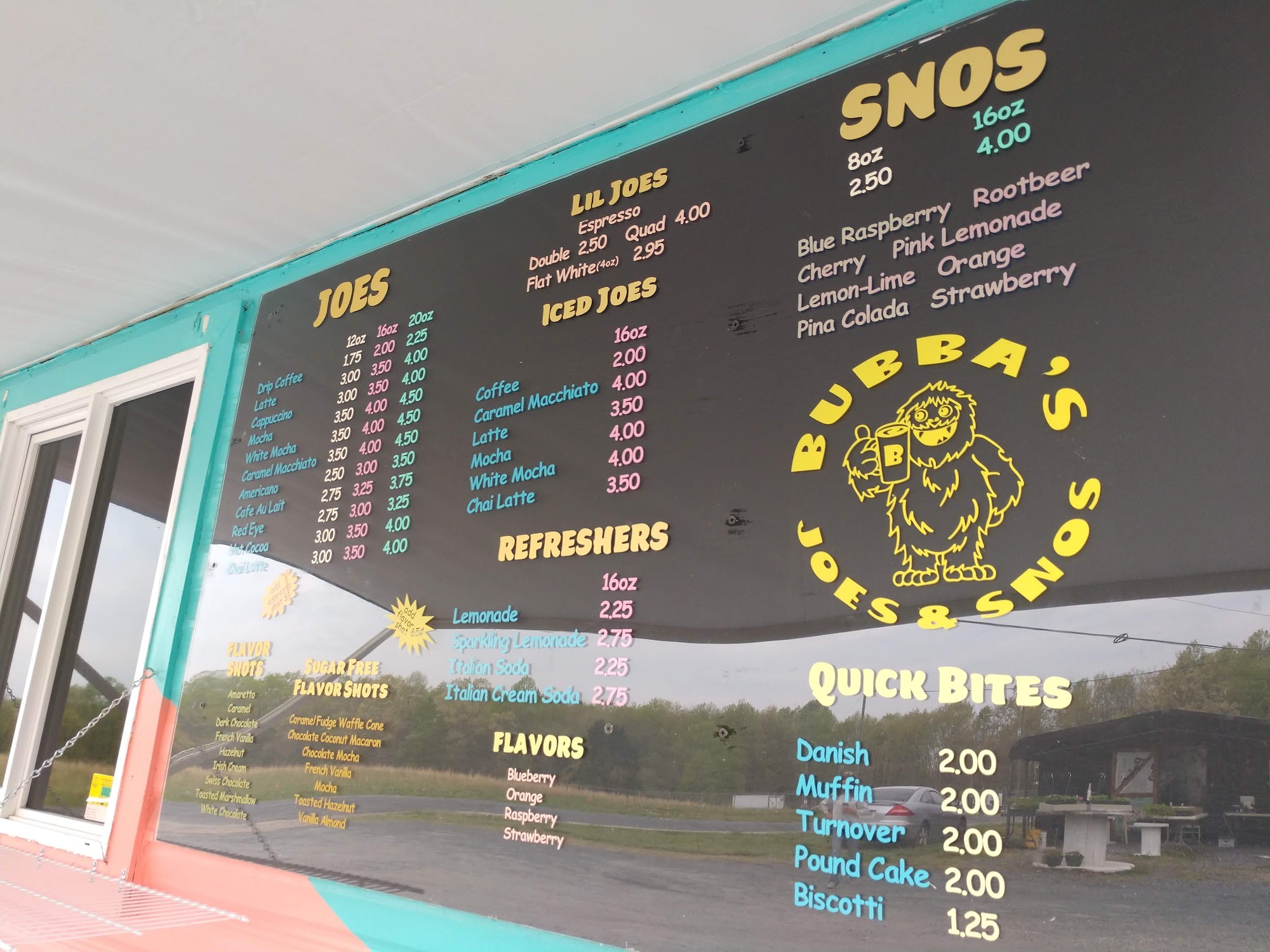 Bubba's Joes & Snos Menu