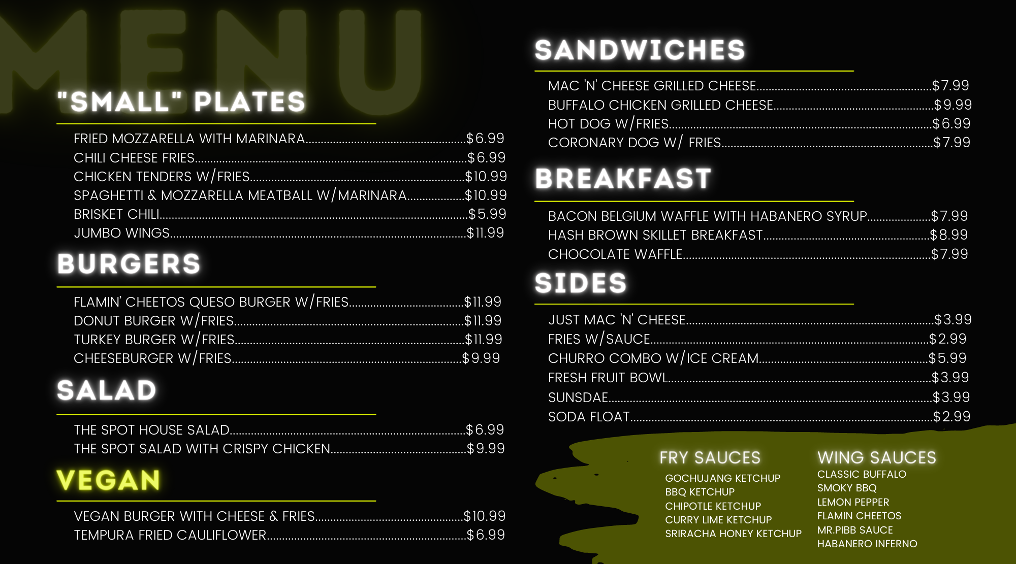 The Spot Menu
