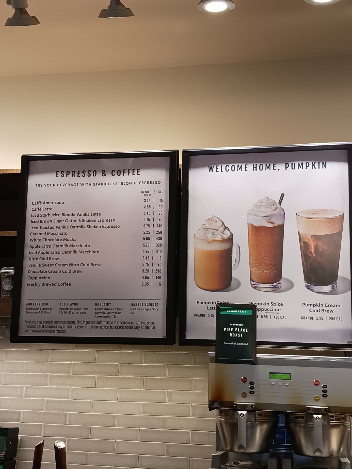 Starbucks Menu
