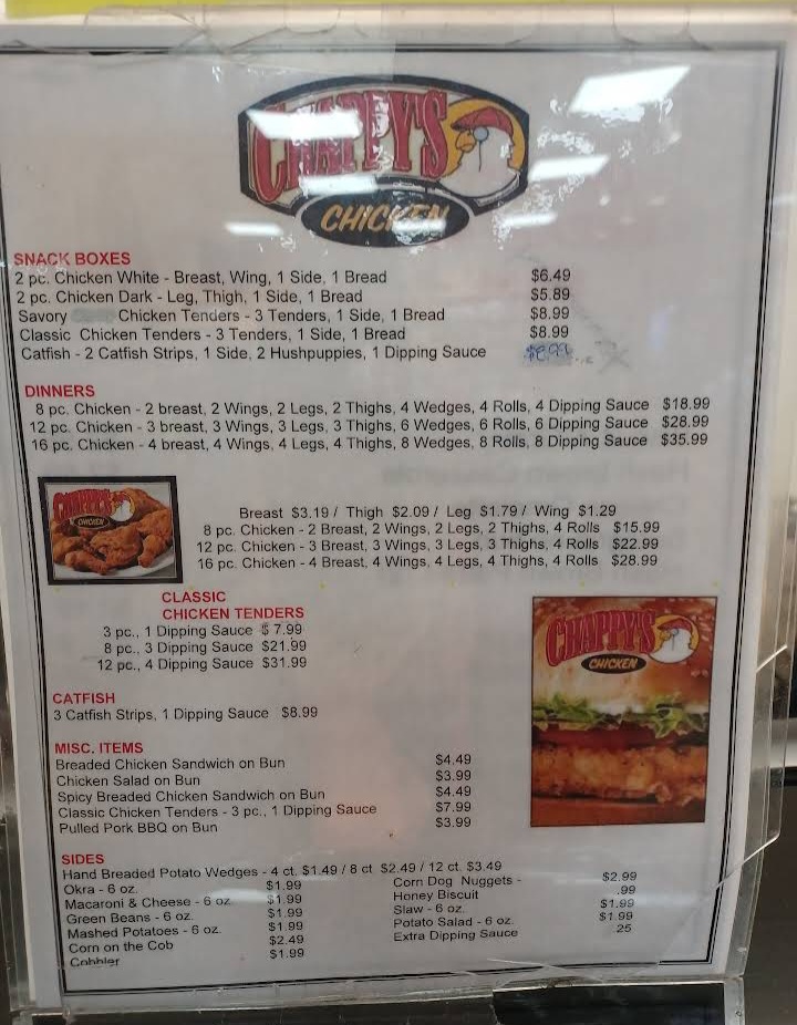 Chappy's Chicken Menu