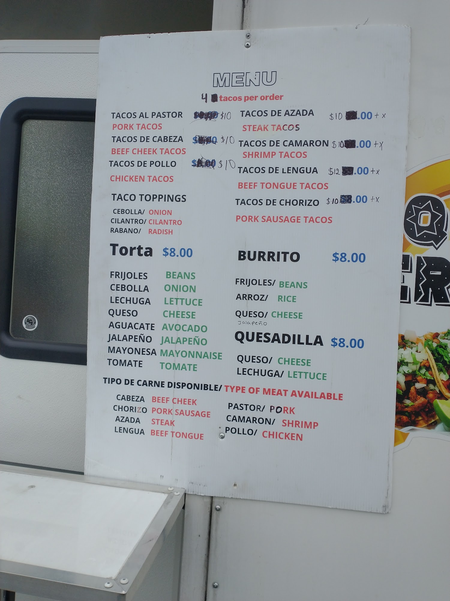 Taqueria Herrera Menu