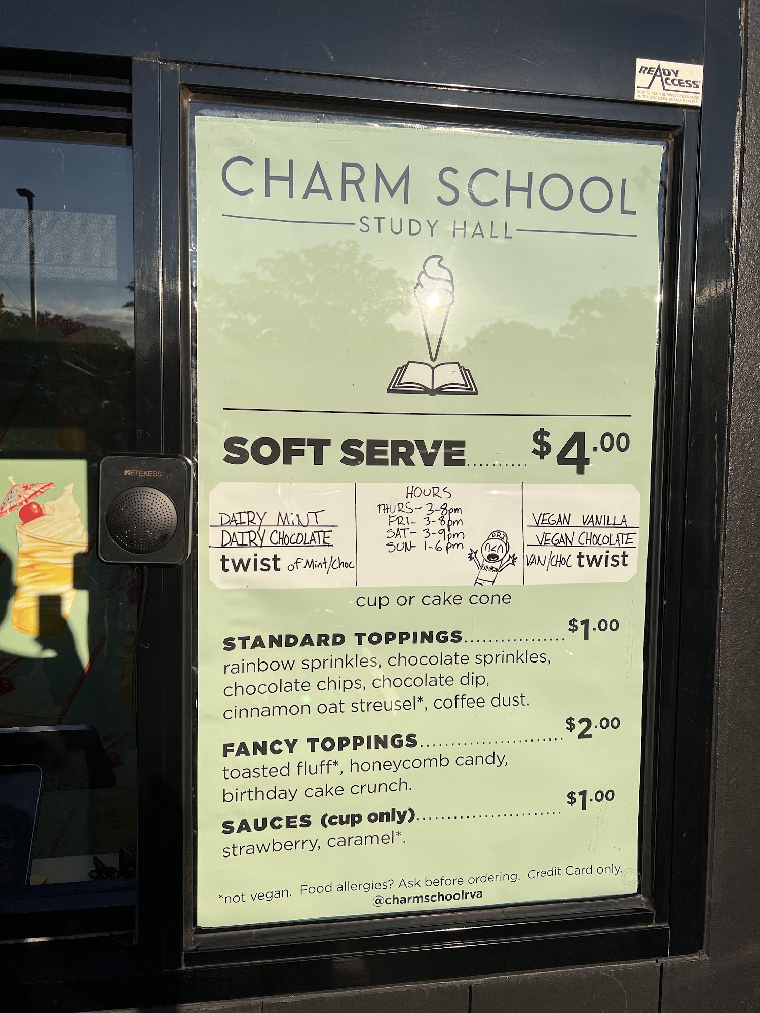 Charm School Study Hall Menu