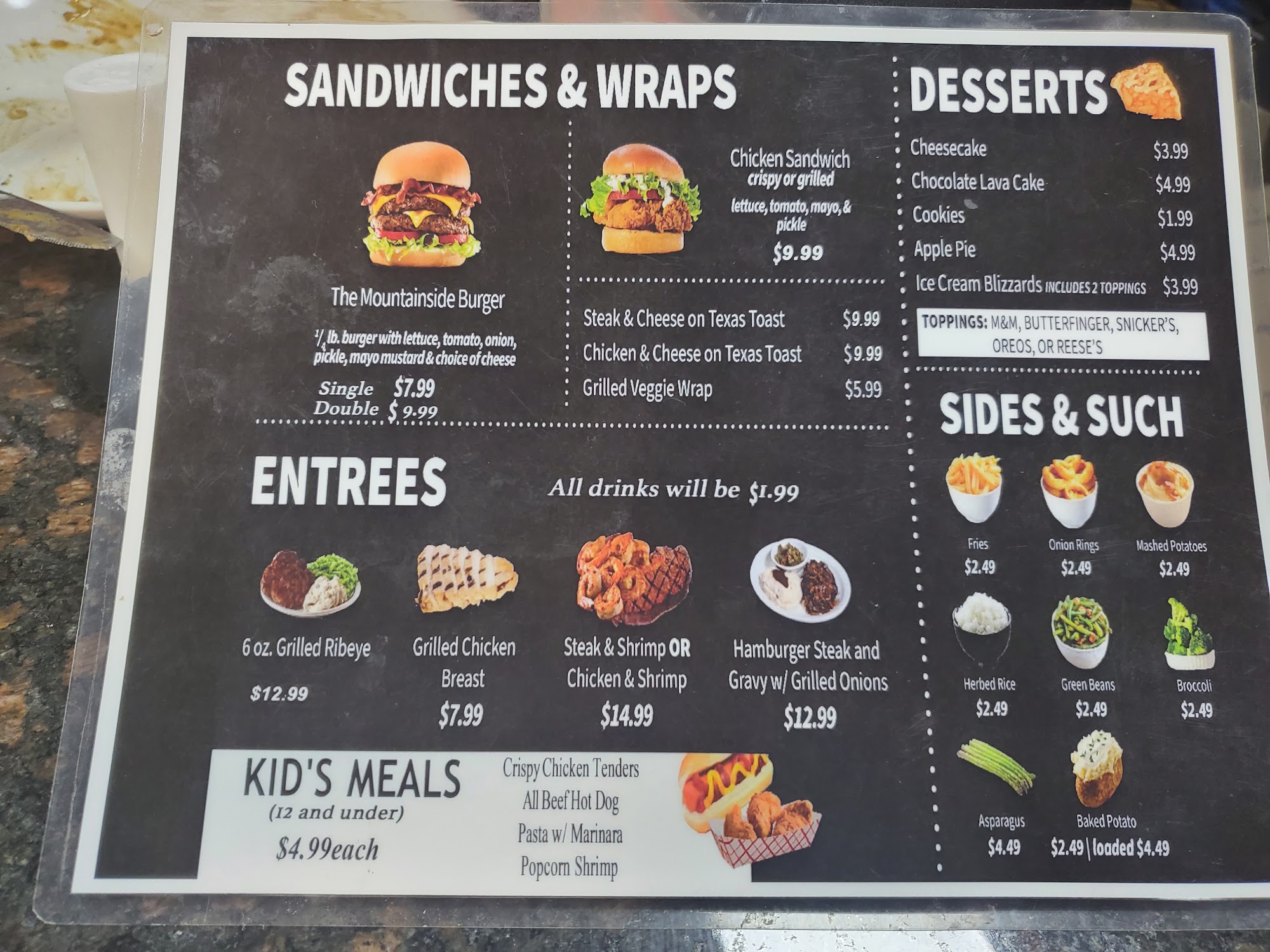 Mountainside Bar & Grill Menu